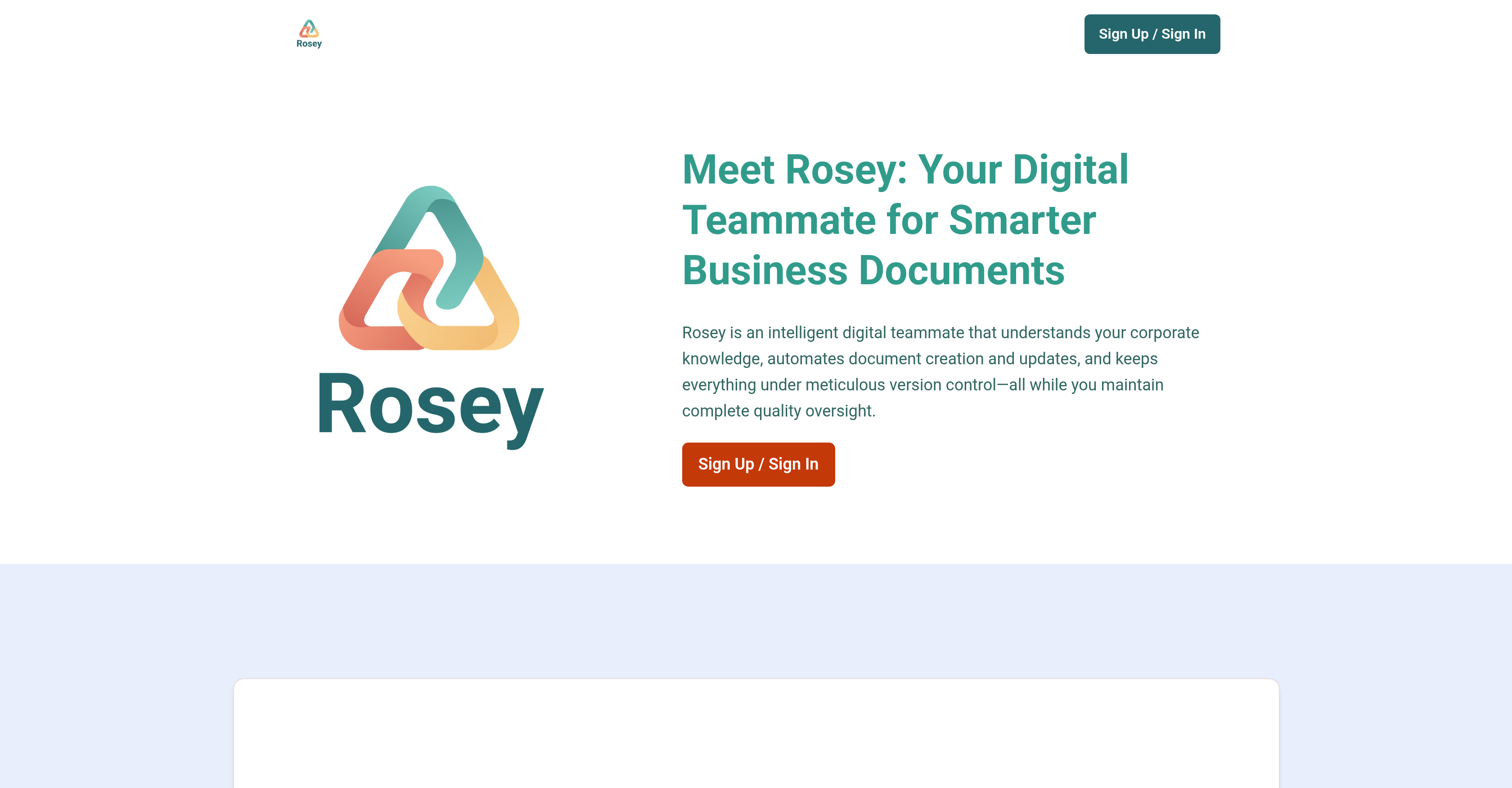 Rosey - Screenshot showing the interface and features of this AI tool