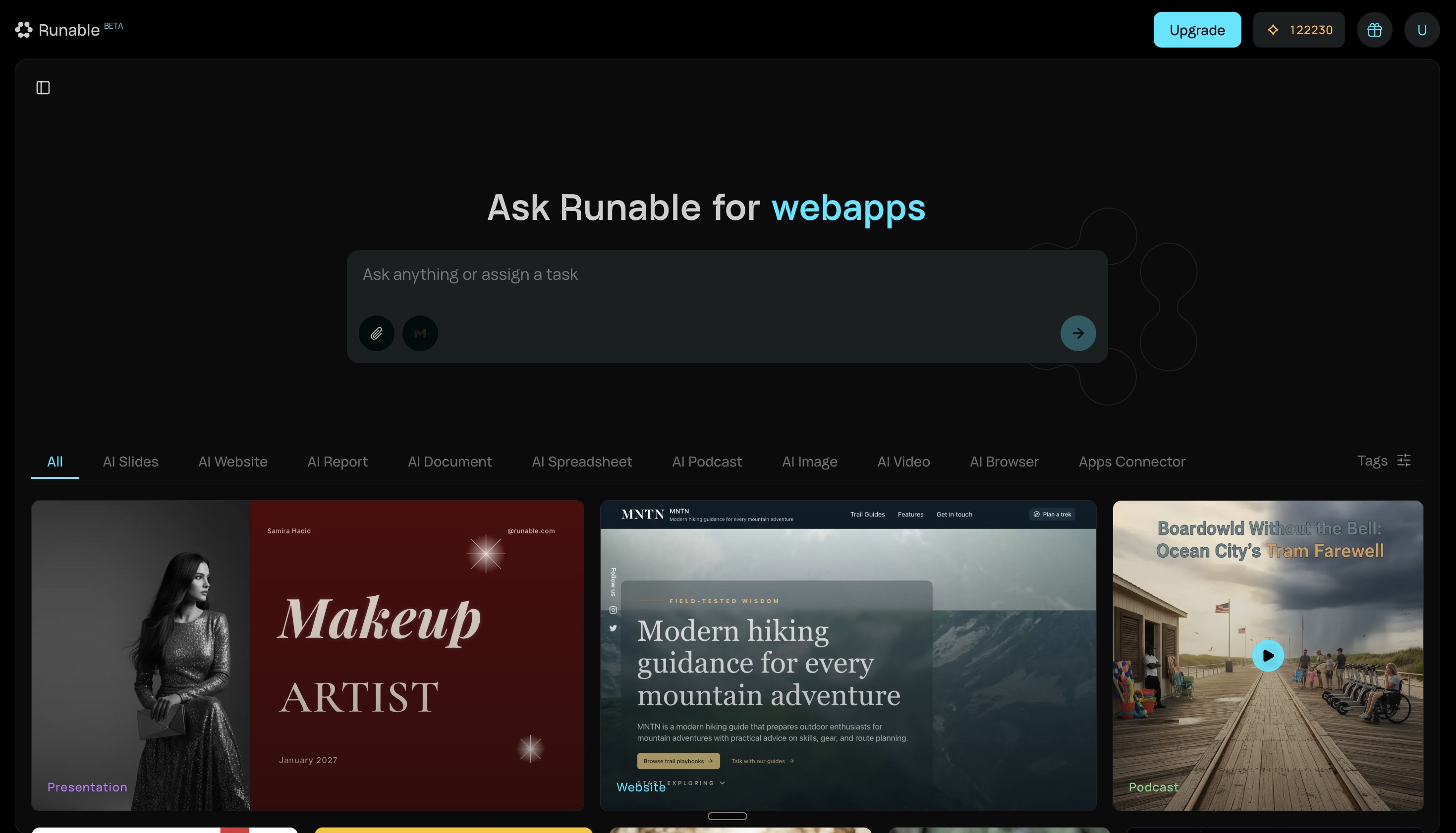 Runablev2 - Screenshot showing the interface and features of this AI tool