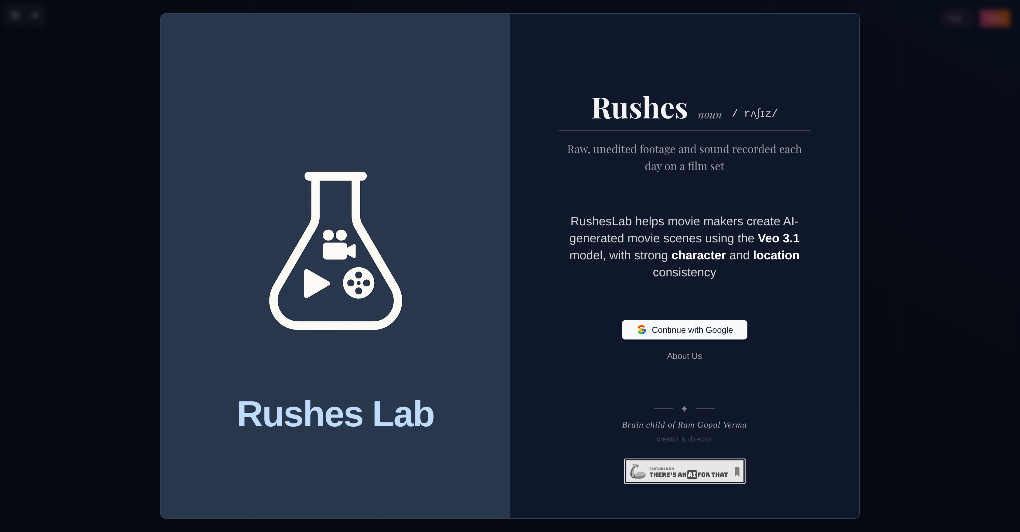 Rusheslab - Screenshot showing the interface and features of this AI tool