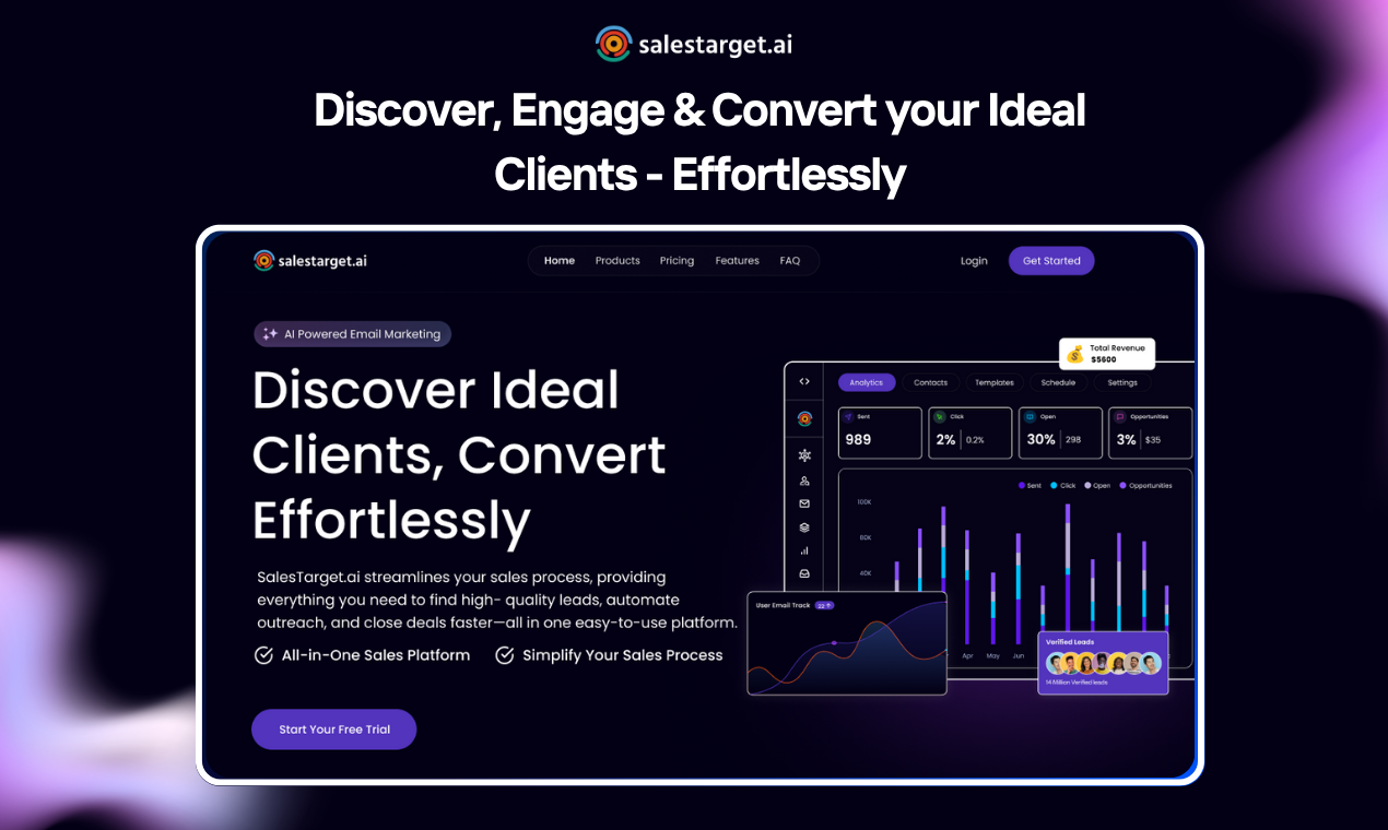 SalesTarget - Screenshot showing the interface and features of this AI tool