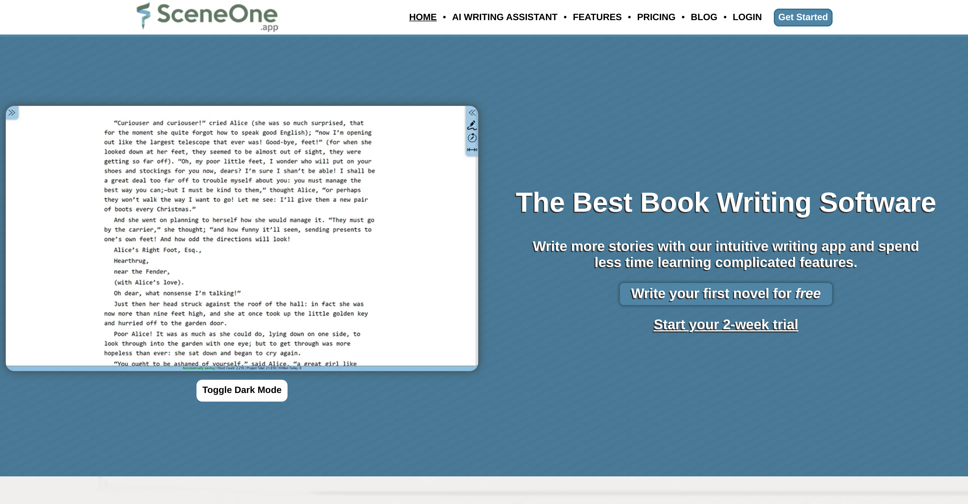 Scene One - Screenshot showing the interface and features of this AI tool