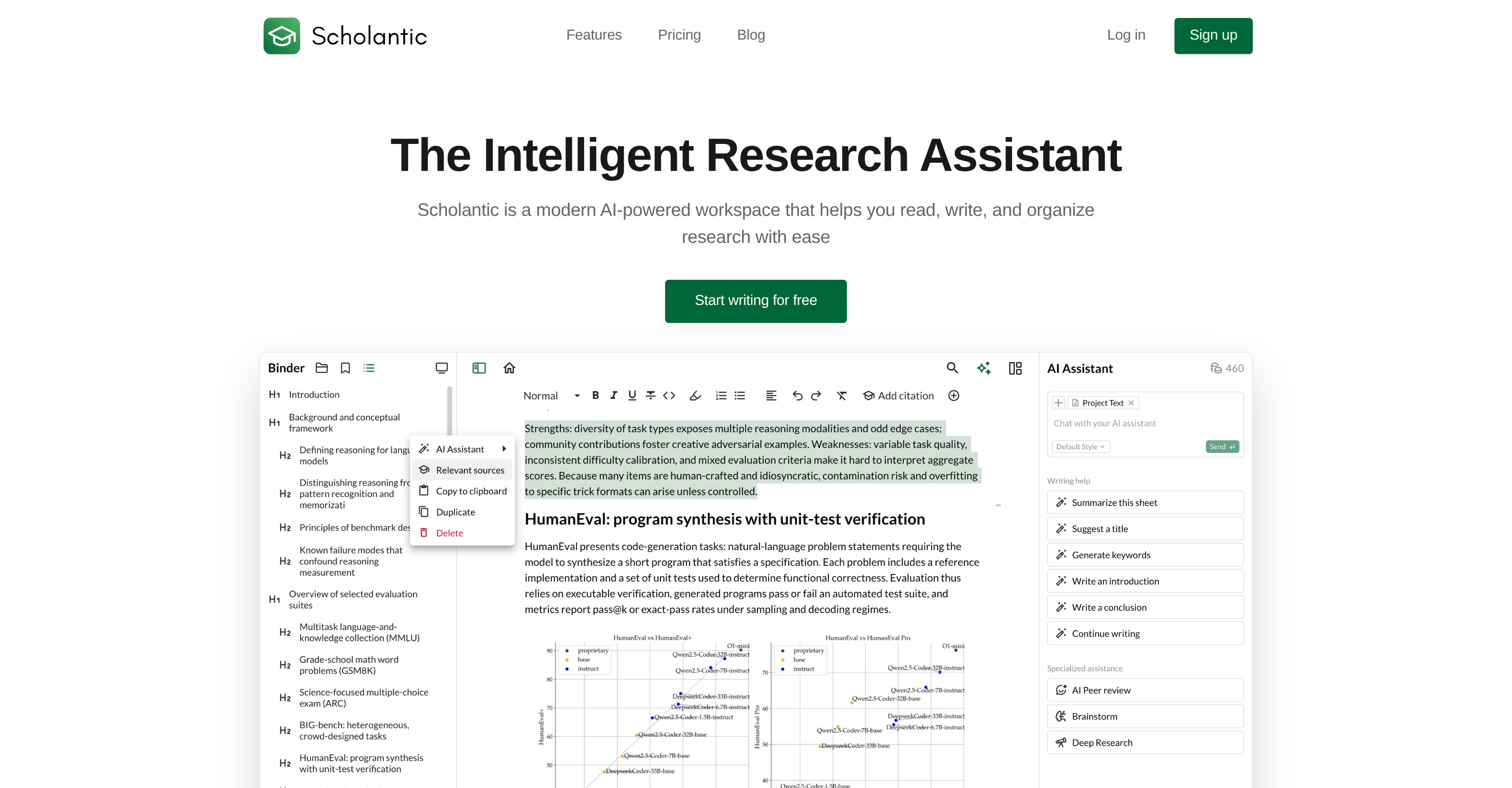 Scholantic - Screenshot showing the interface and features of this AI tool