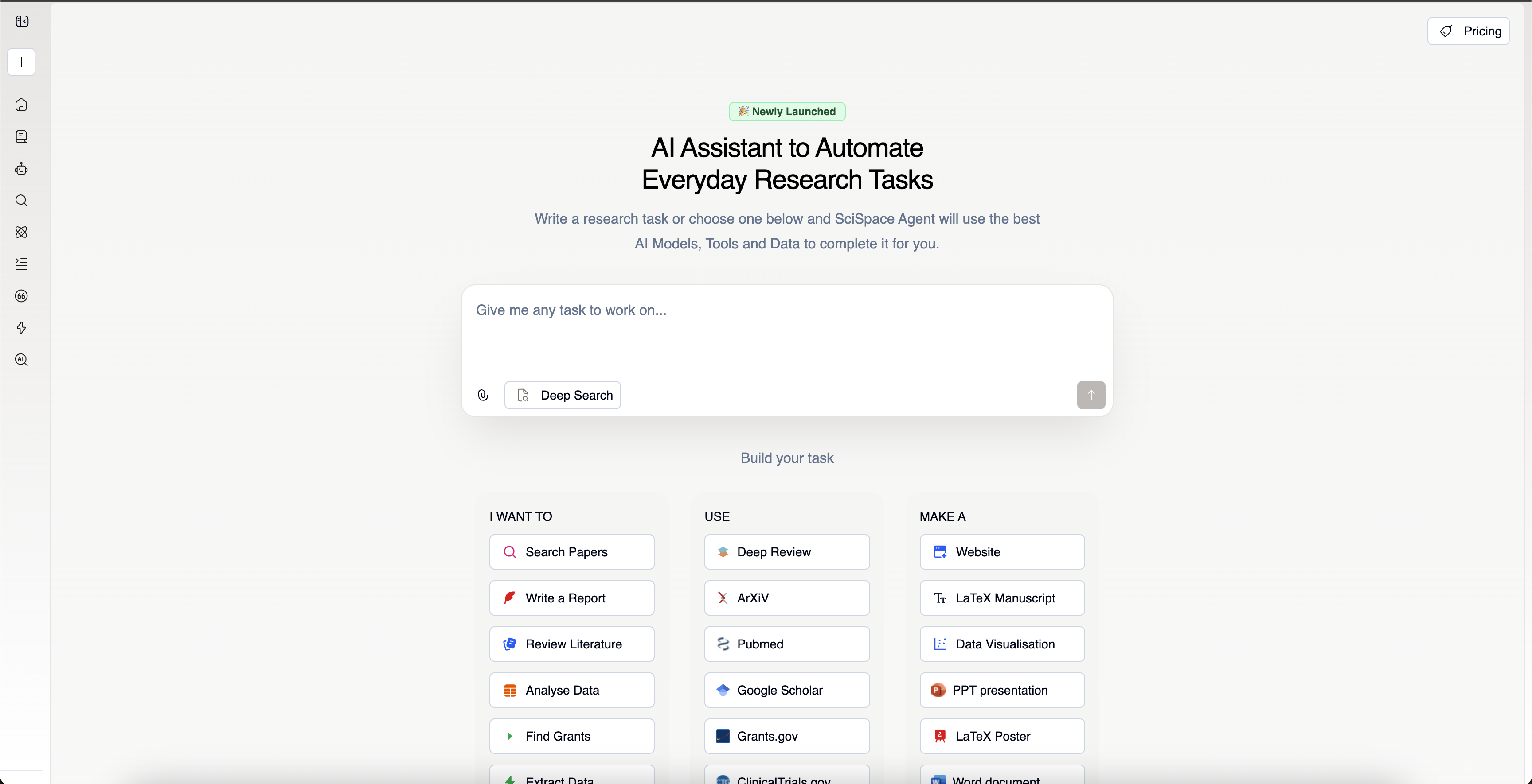 Scispace - Screenshot showing the interface and features of this AI tool