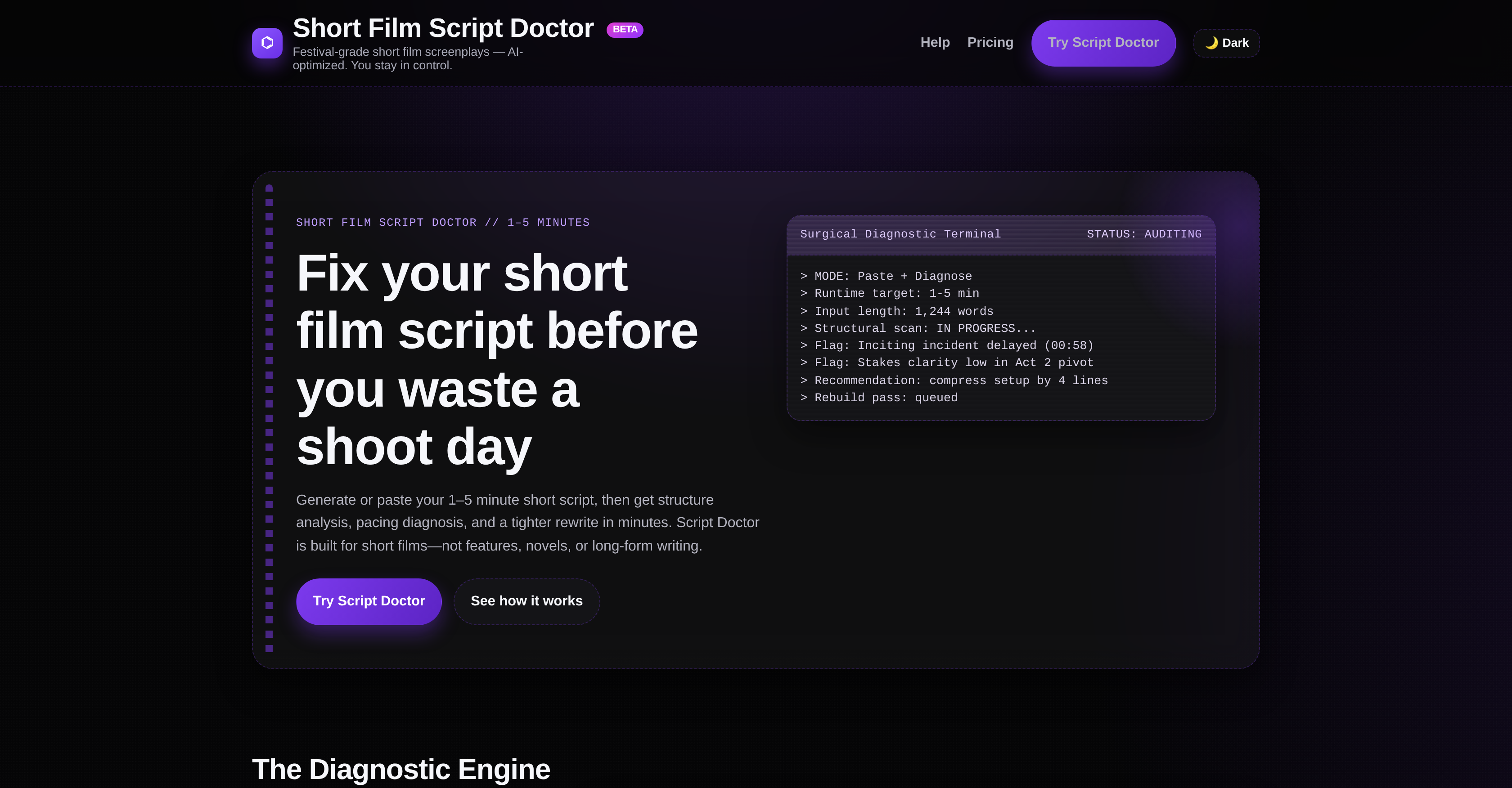 Short Film Script Doctor - Screenshot showing the interface and features of this AI tool