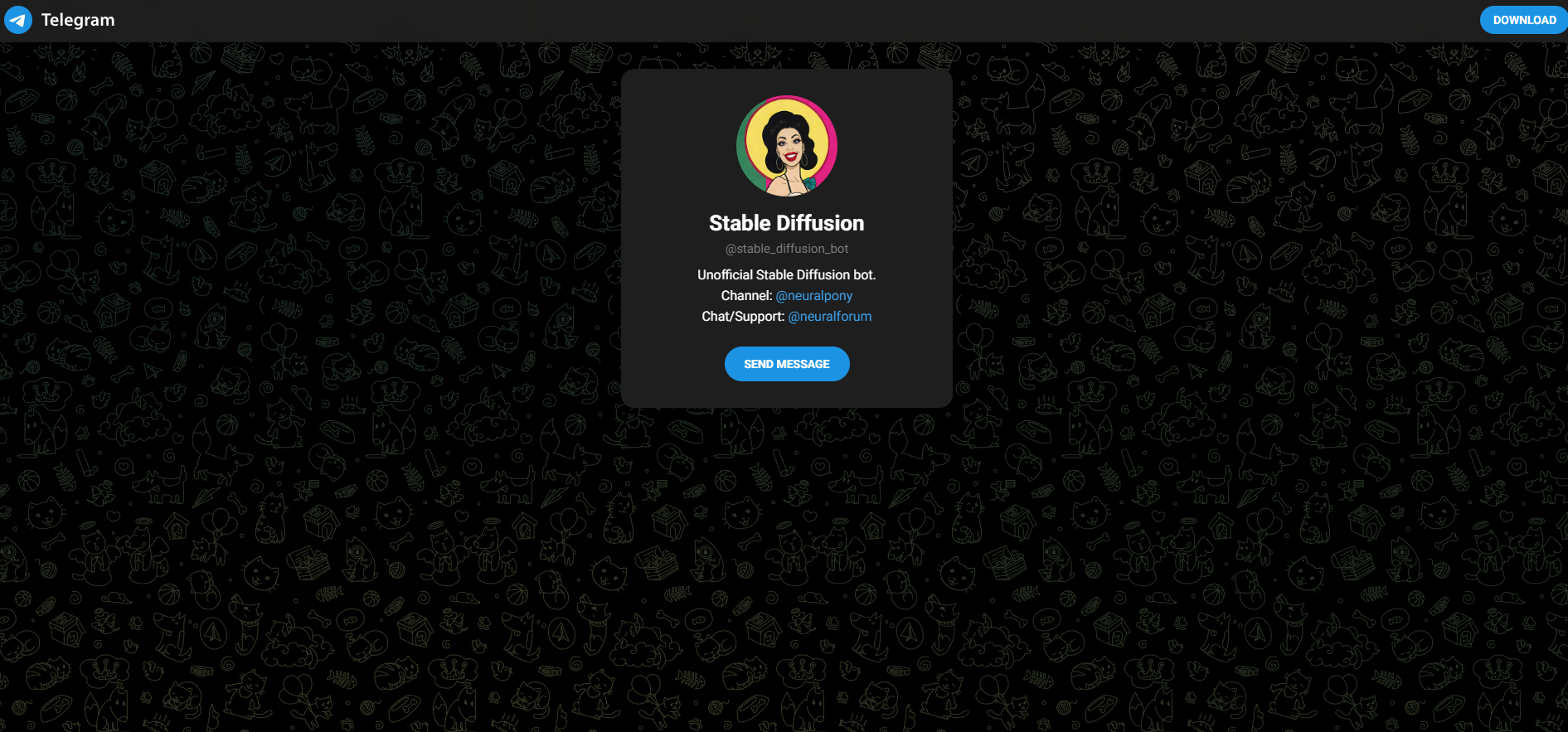 SD Telegram bot - Screenshot showing the interface and features of this AI tool