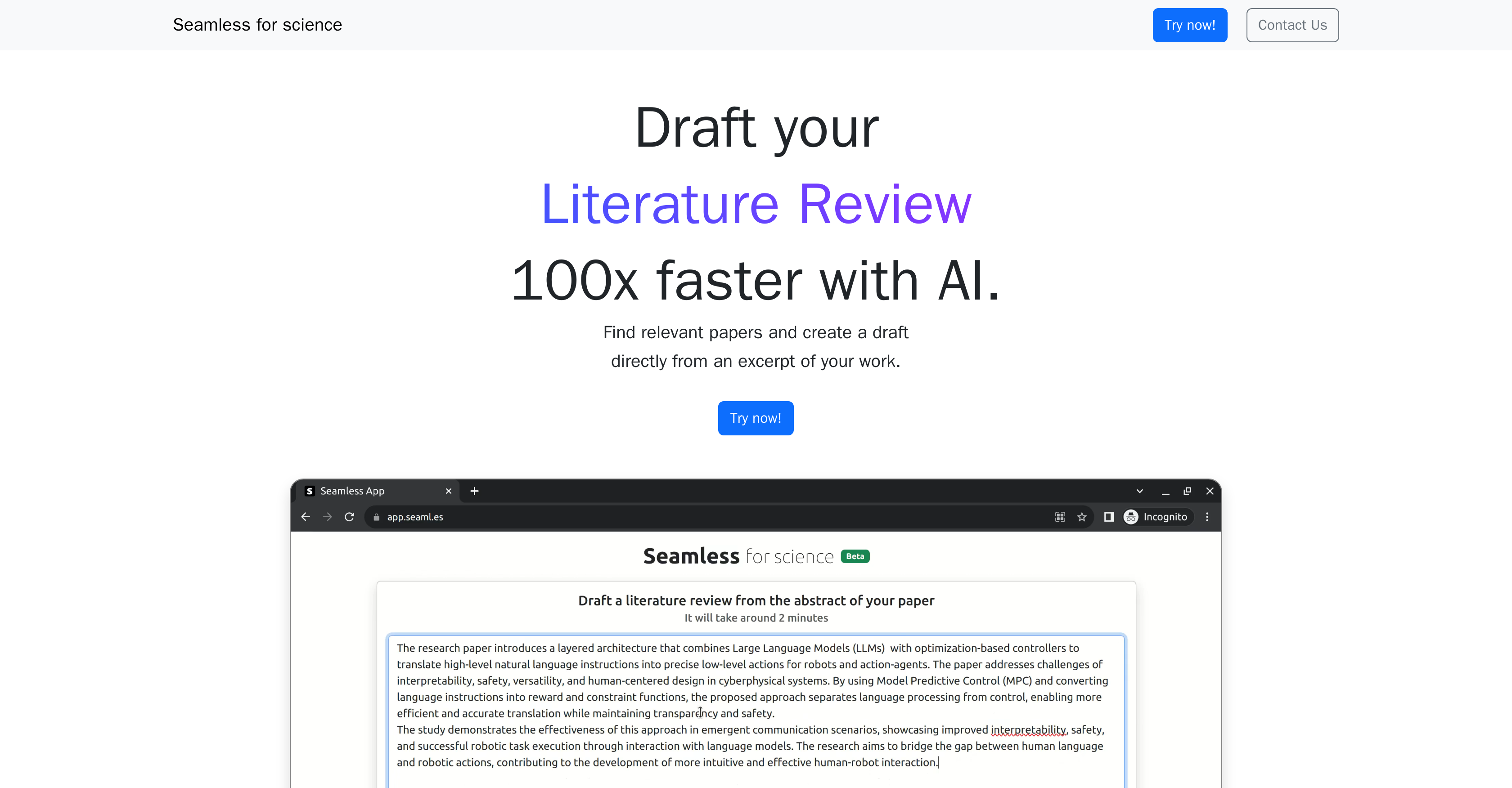 Seaml.esv2.0.1 - Screenshot showing the interface and features of this AI tool