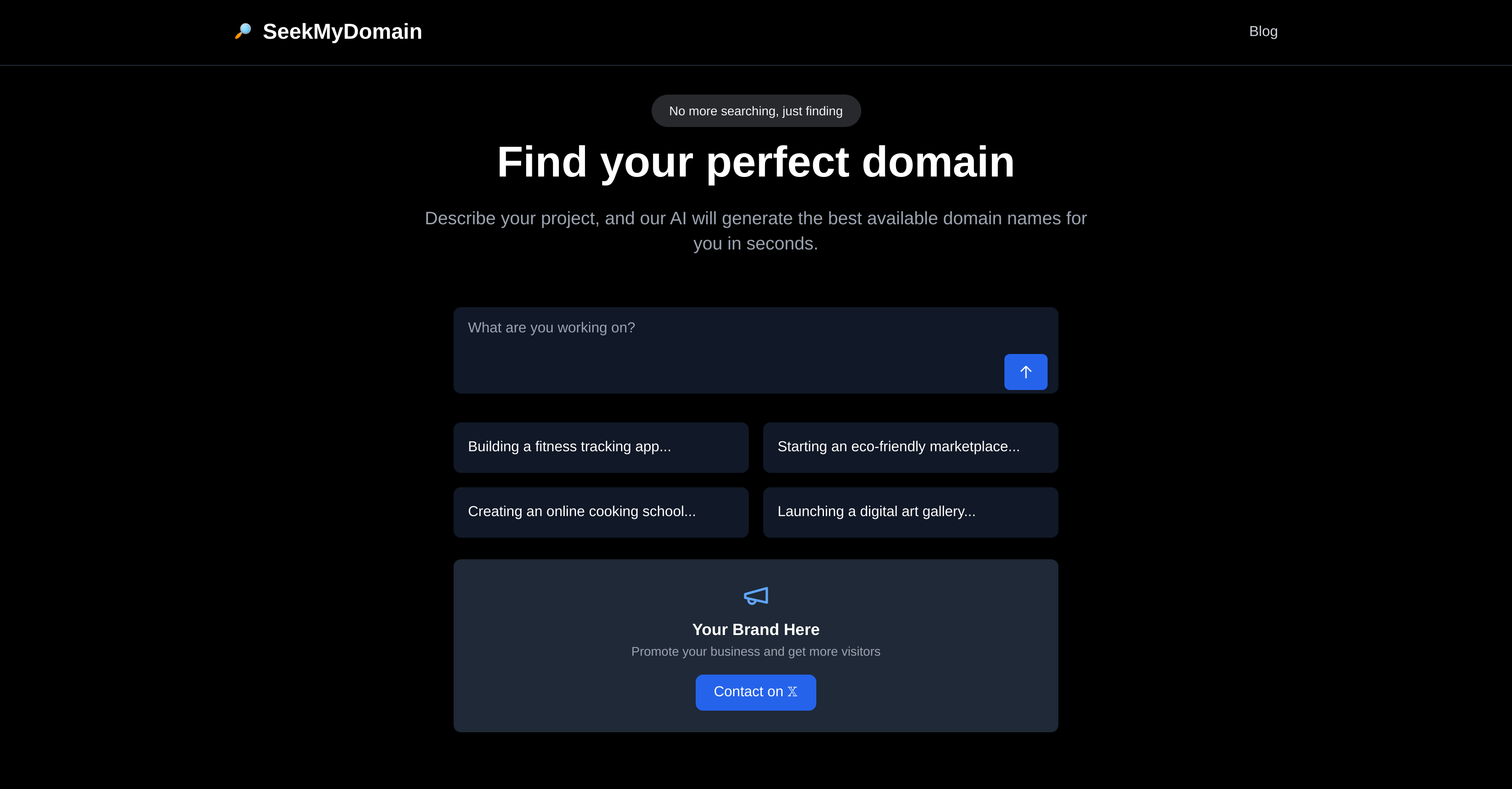 SeekMyDomain - Screenshot showing the interface and features of this AI tool