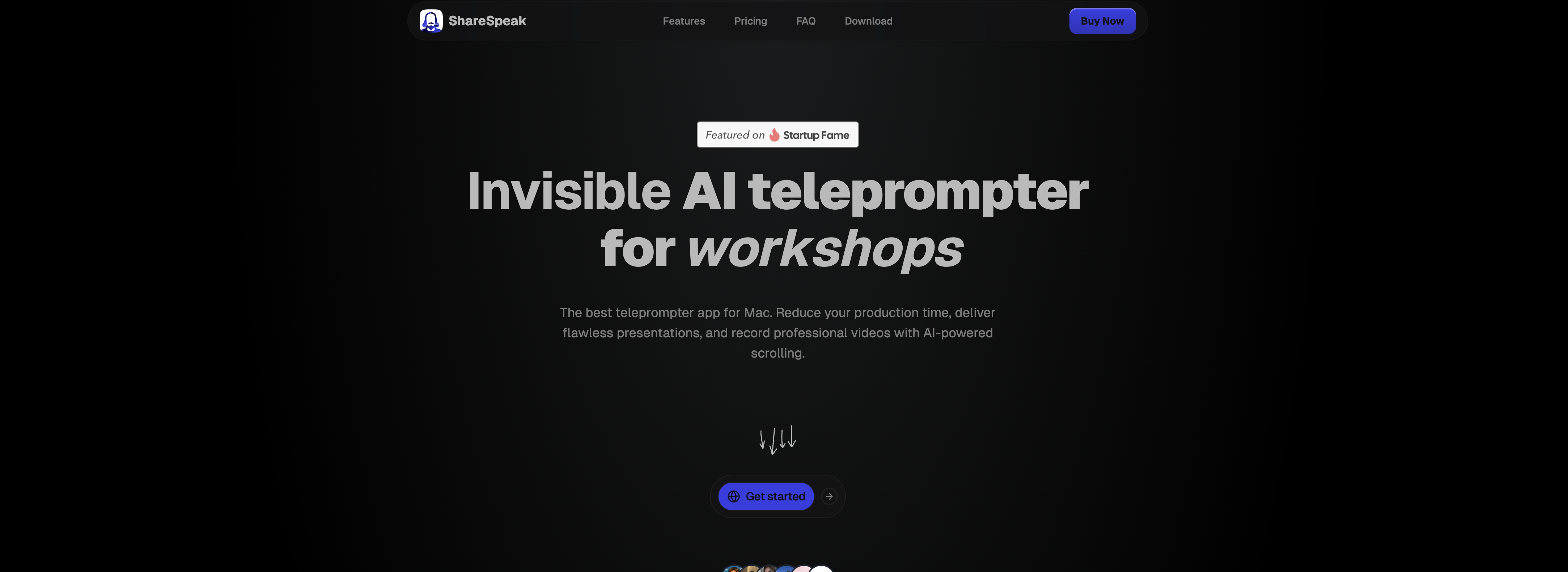 ShareSpeak - Screenshot showing the interface and features of this AI tool