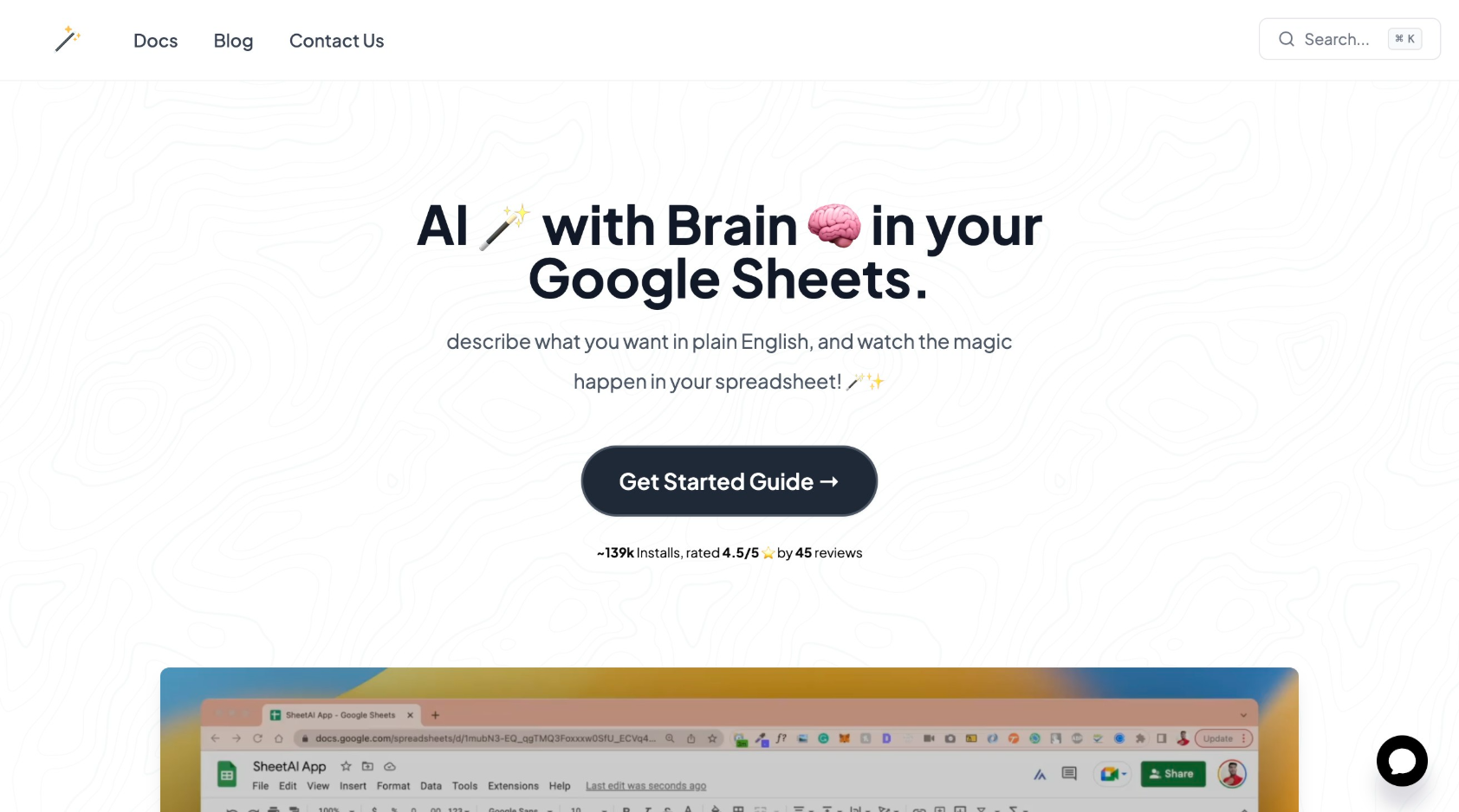 SheetAI App - AI For Sheets - Screenshot showing the interface and features of this AI tool