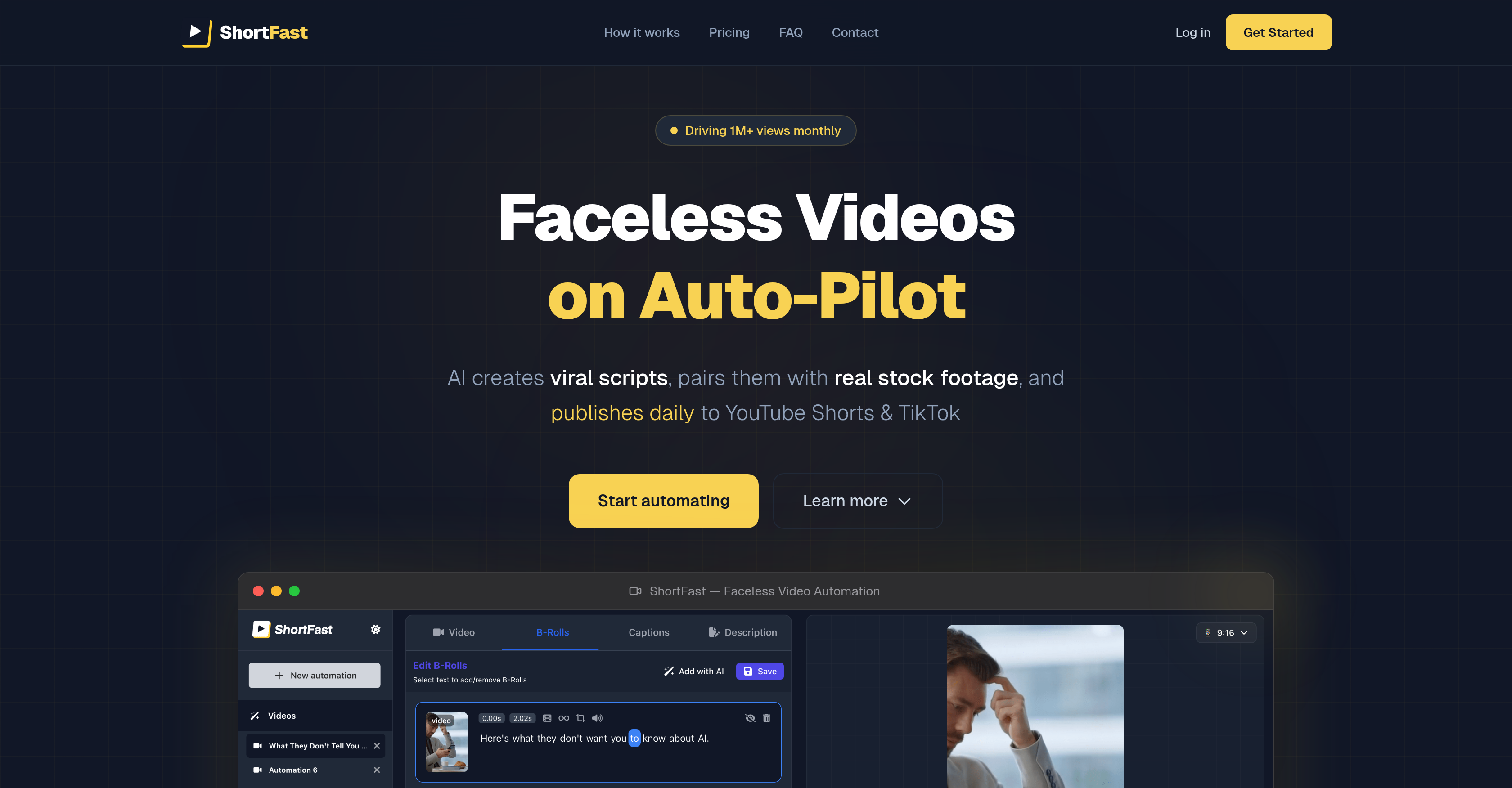 ShortFast - Screenshot showing the interface and features of this AI tool
