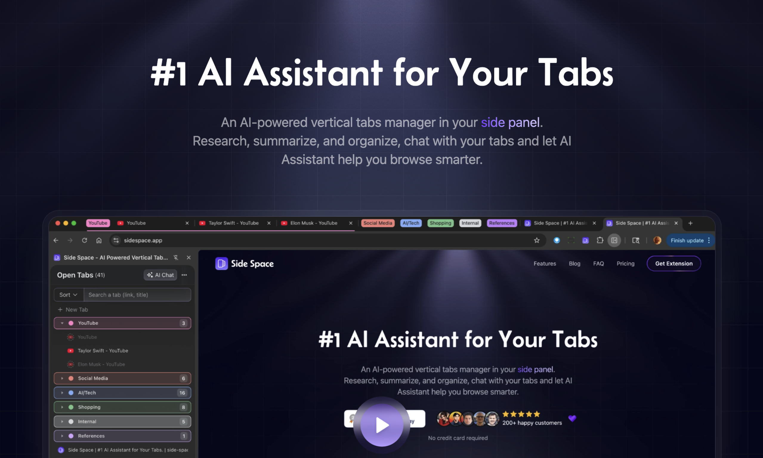 Side Space - Screenshot showing the interface and features of this AI tool