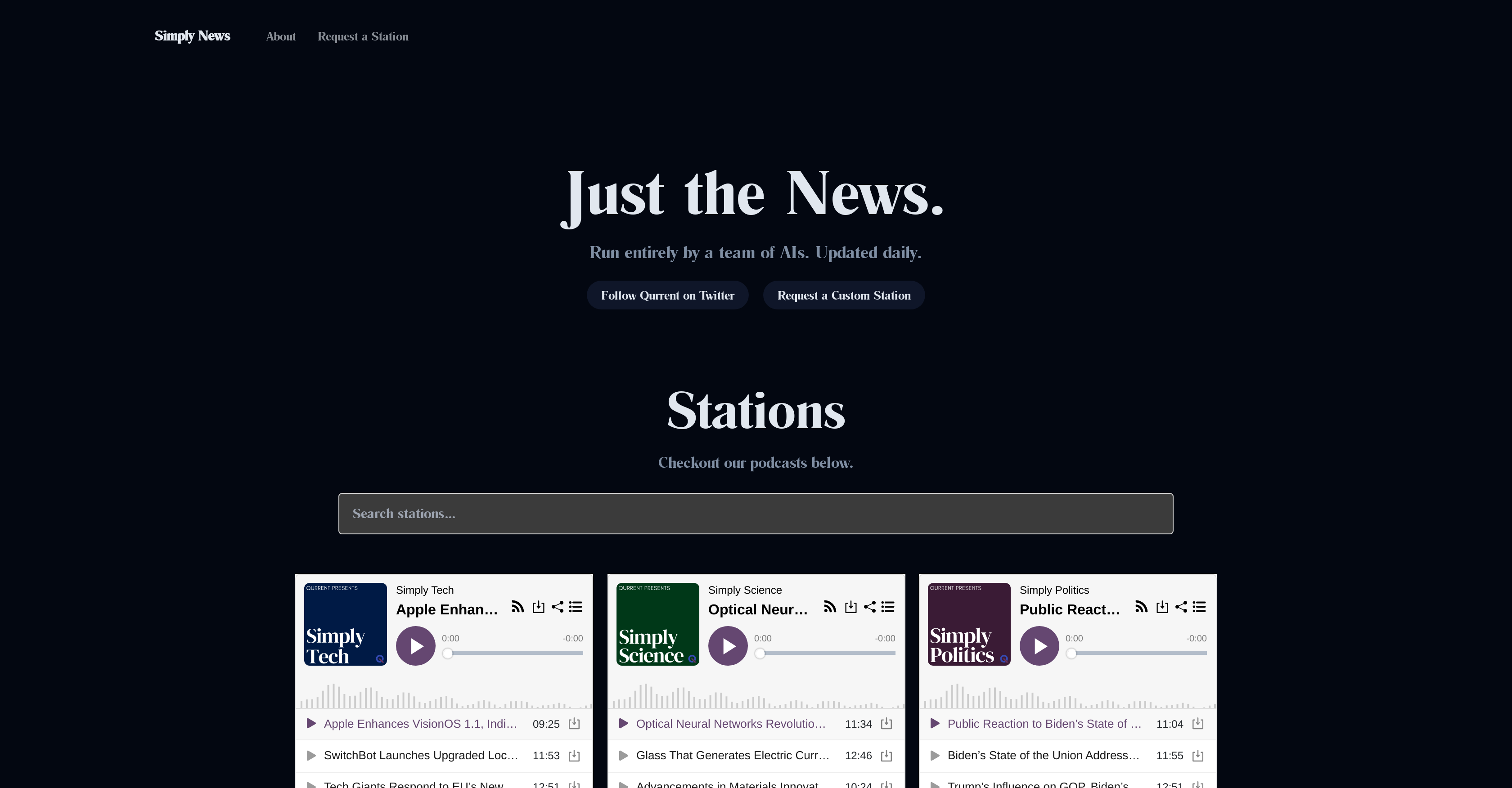 Simply News - Screenshot showing the interface and features of this AI tool