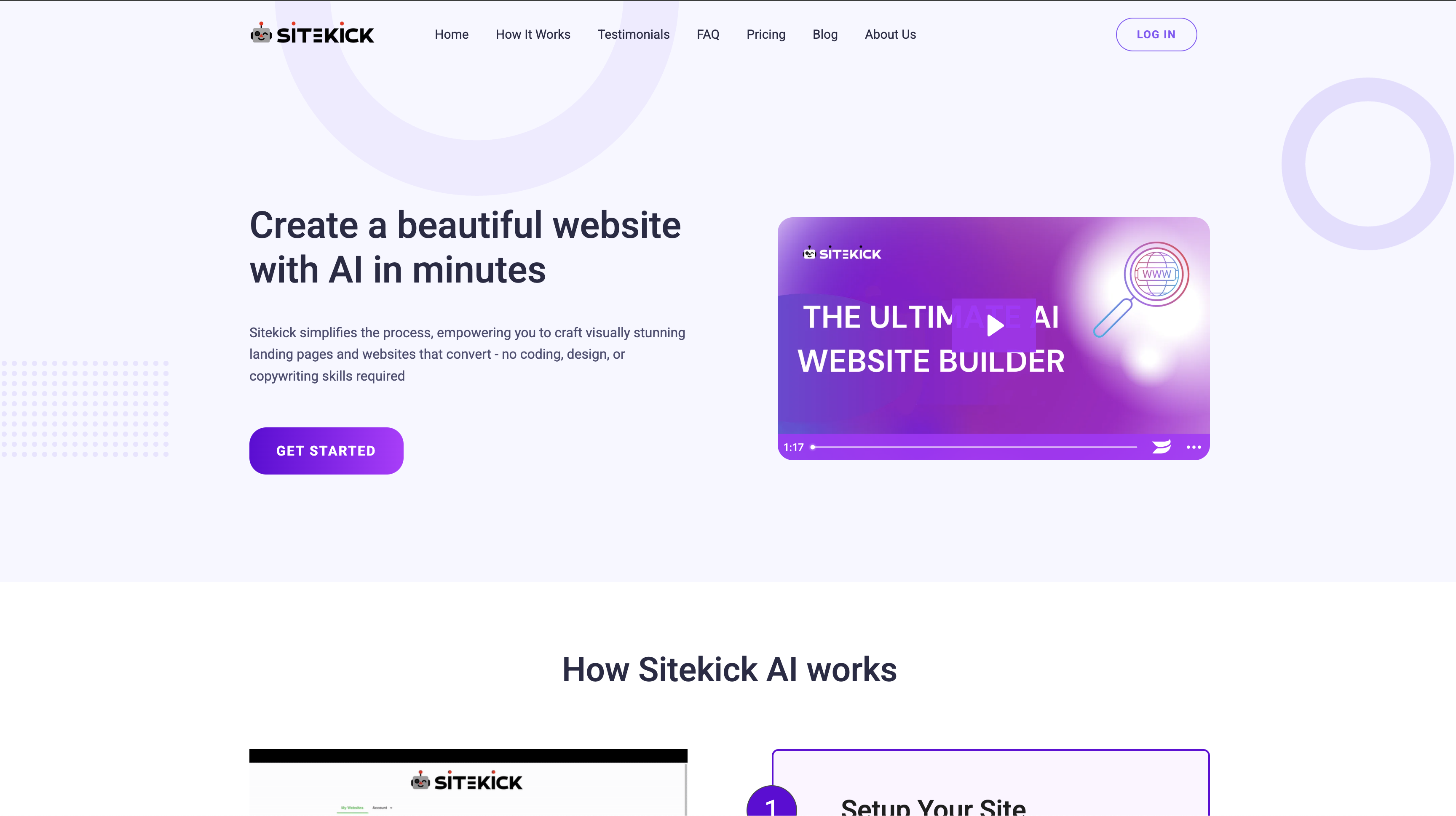 Sitekick - Screenshot showing the interface and features of this AI tool