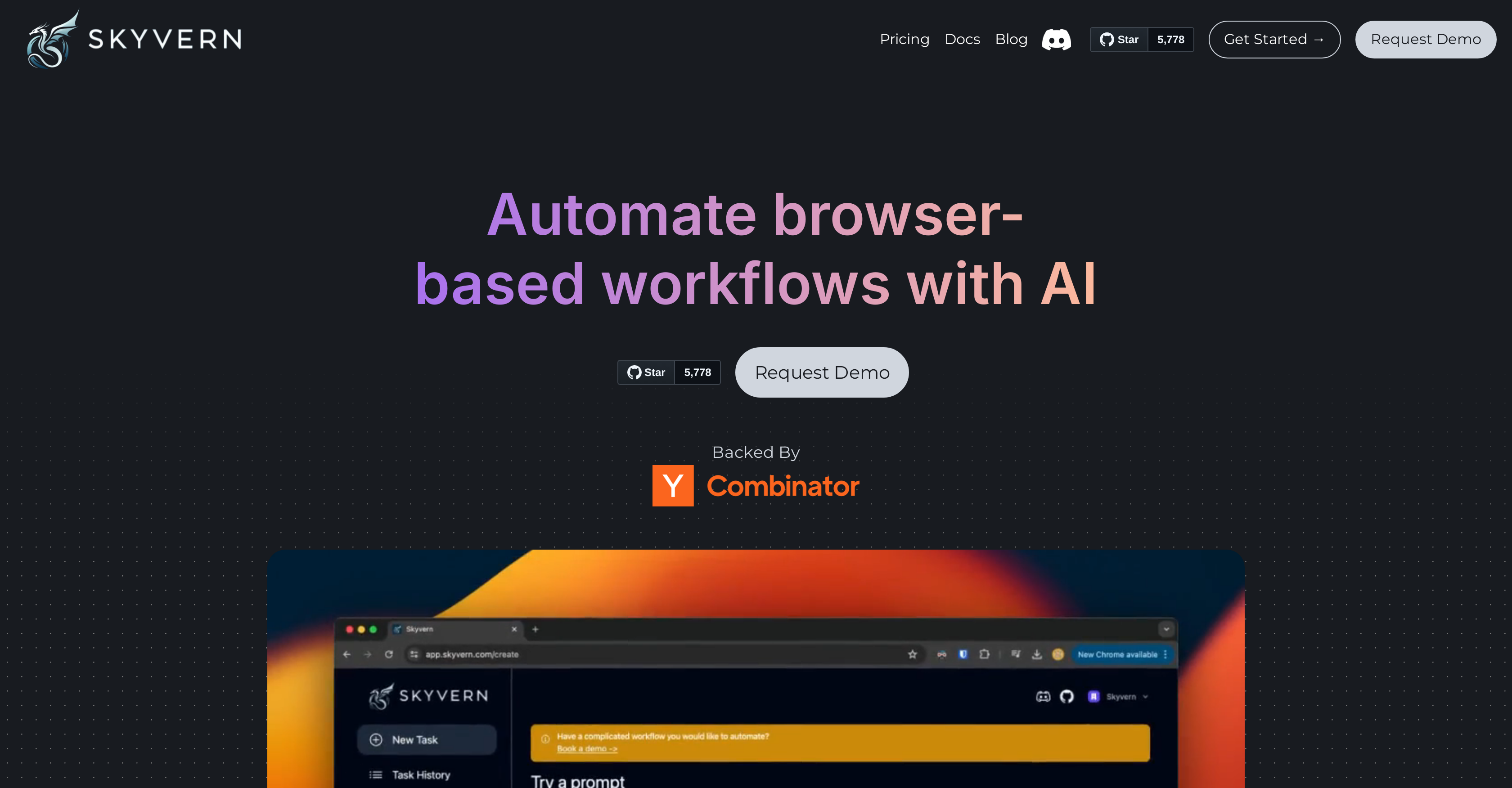 Skyvern - Screenshot showing the interface and features of this AI tool