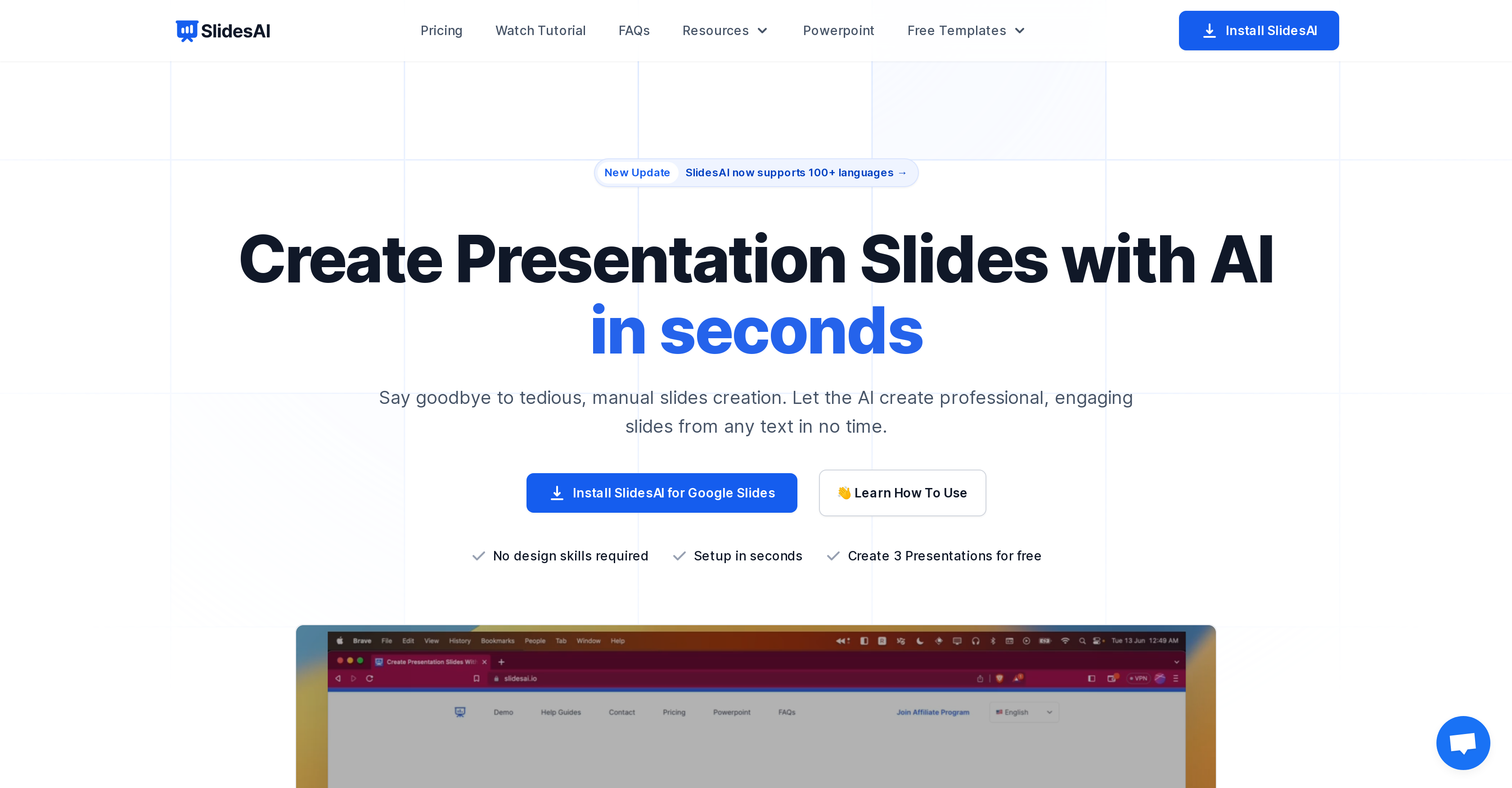 SlidesAI - Screenshot showing the interface and features of this AI tool