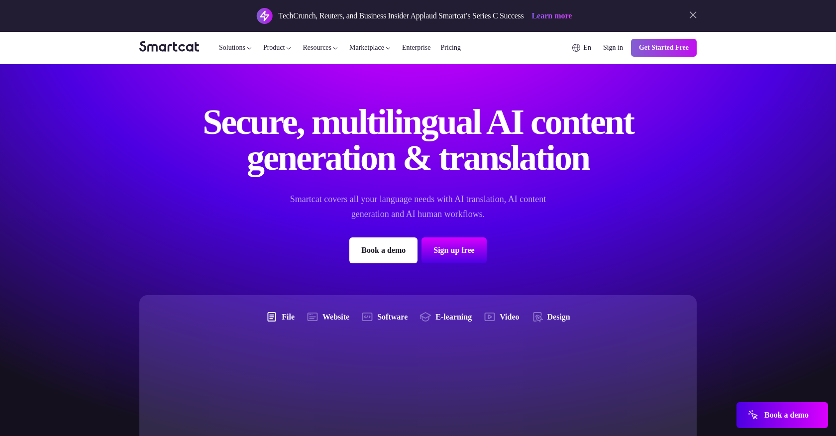 Smartcat - Screenshot showing the interface and features of this AI tool