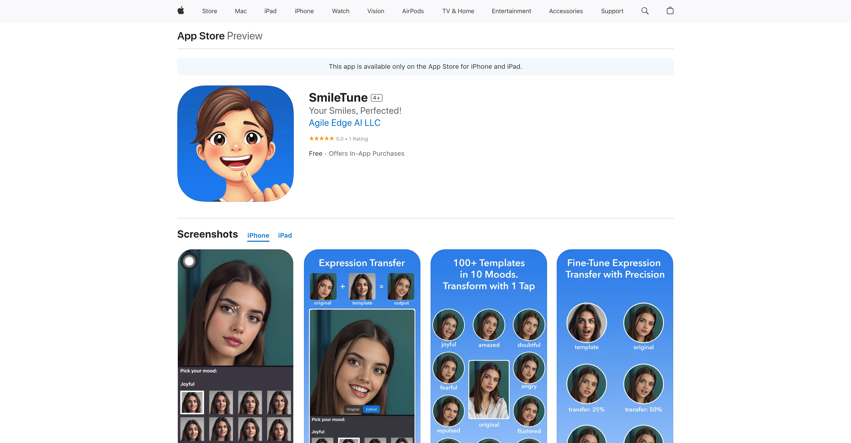 SmileTune - Screenshot showing the interface and features of this AI tool
