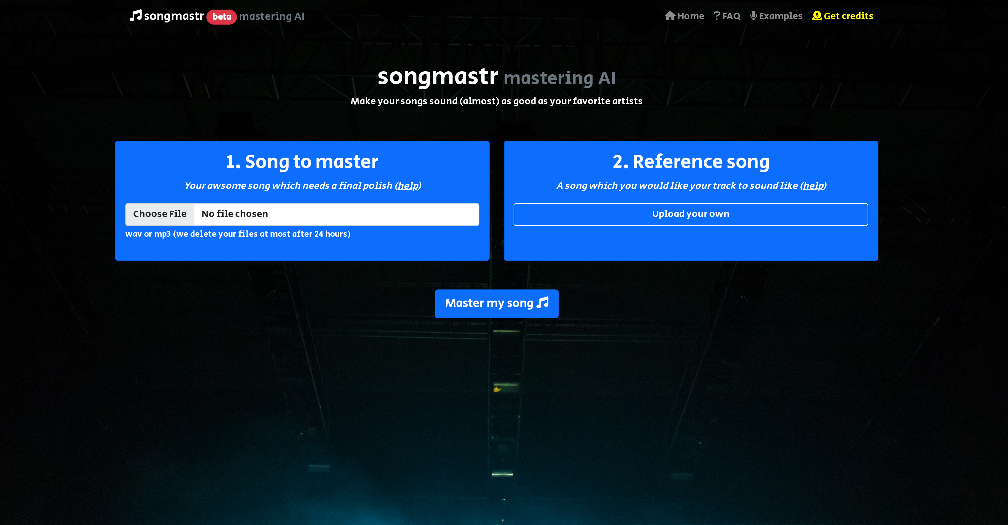 Songmastr - Screenshot showing the interface and features of this AI tool