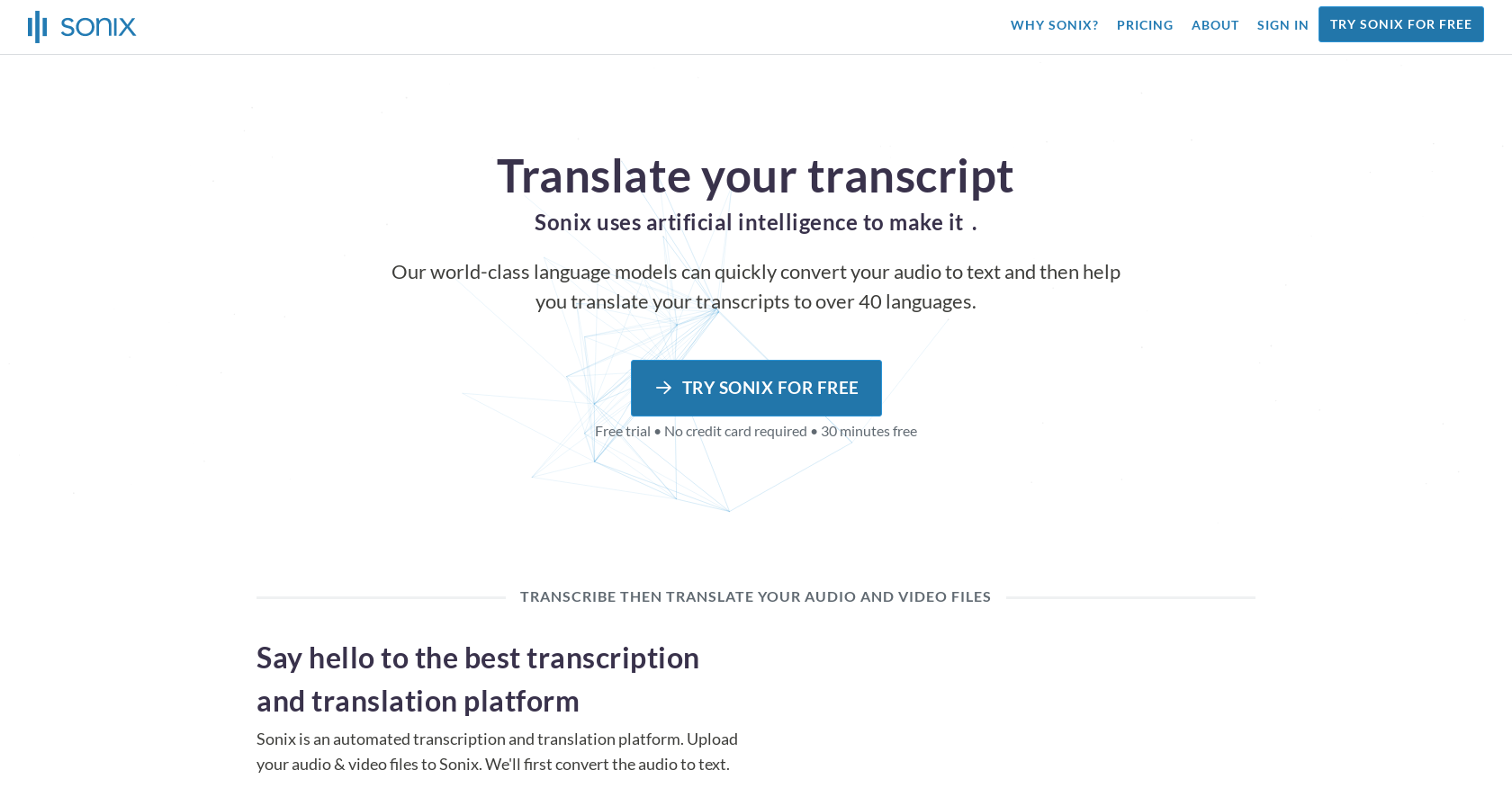 Sonix - Screenshot showing the interface and features of this AI tool