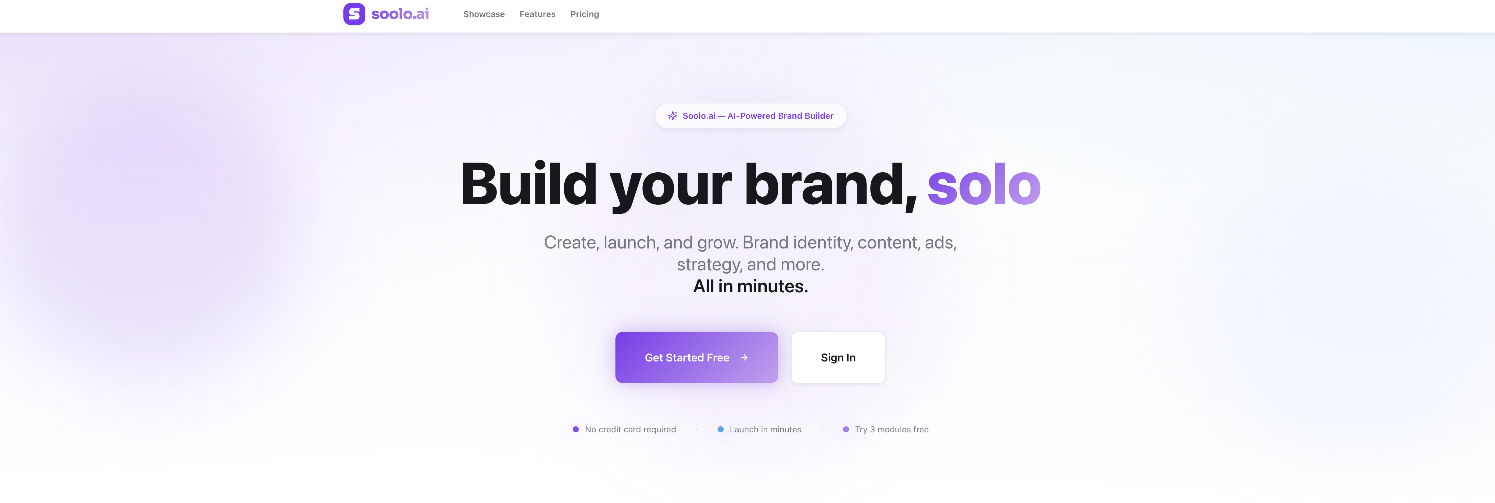 Soolo.ai - AI Brand Builder - Screenshot showing the interface and features of this AI tool