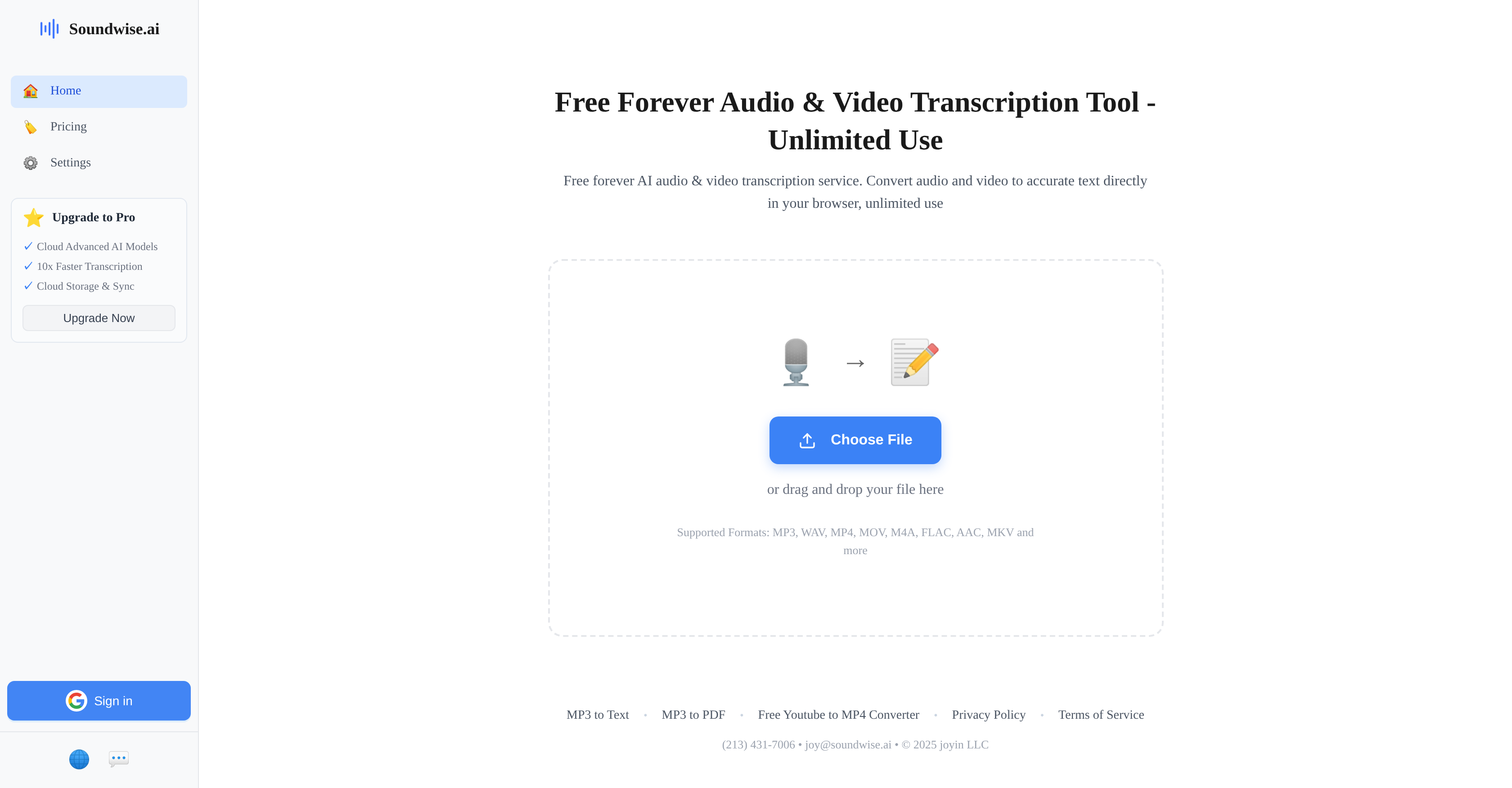 Soundwise.ai - Screenshot showing the interface and features of this AI tool