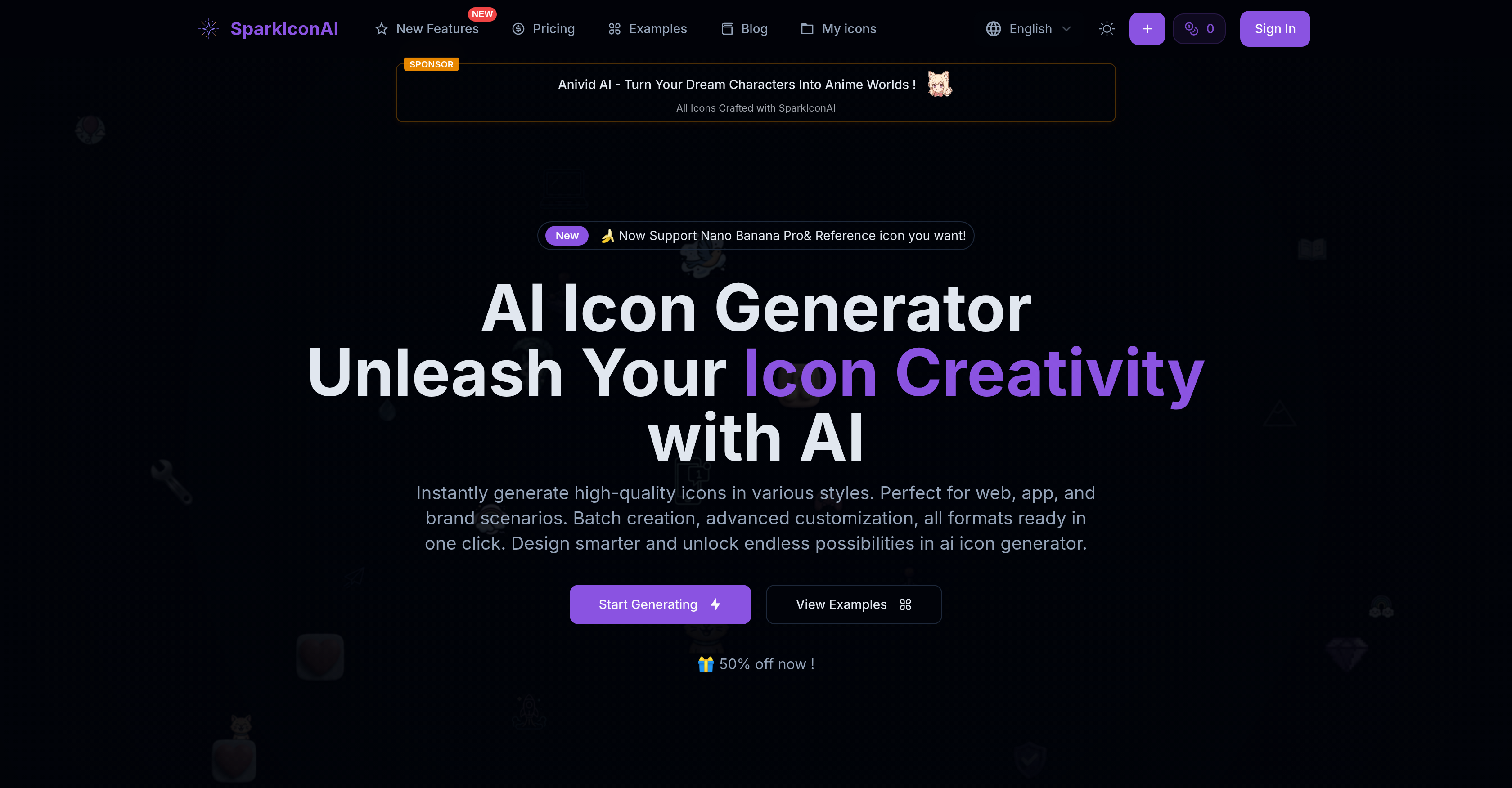 SparkIcon AI - Screenshot showing the interface and features of this AI tool