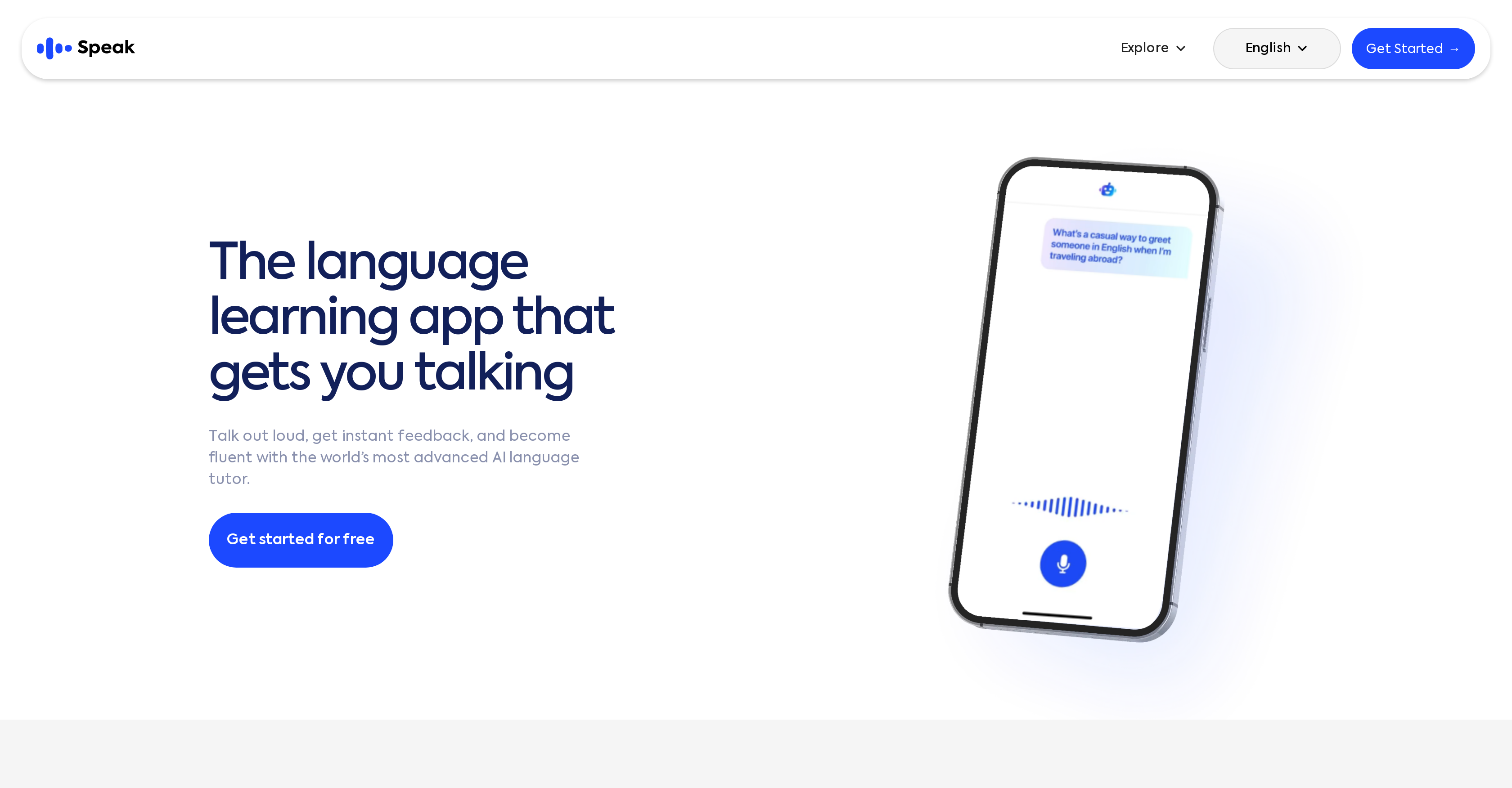 Speak.com - Screenshot showing the interface and features of this AI tool