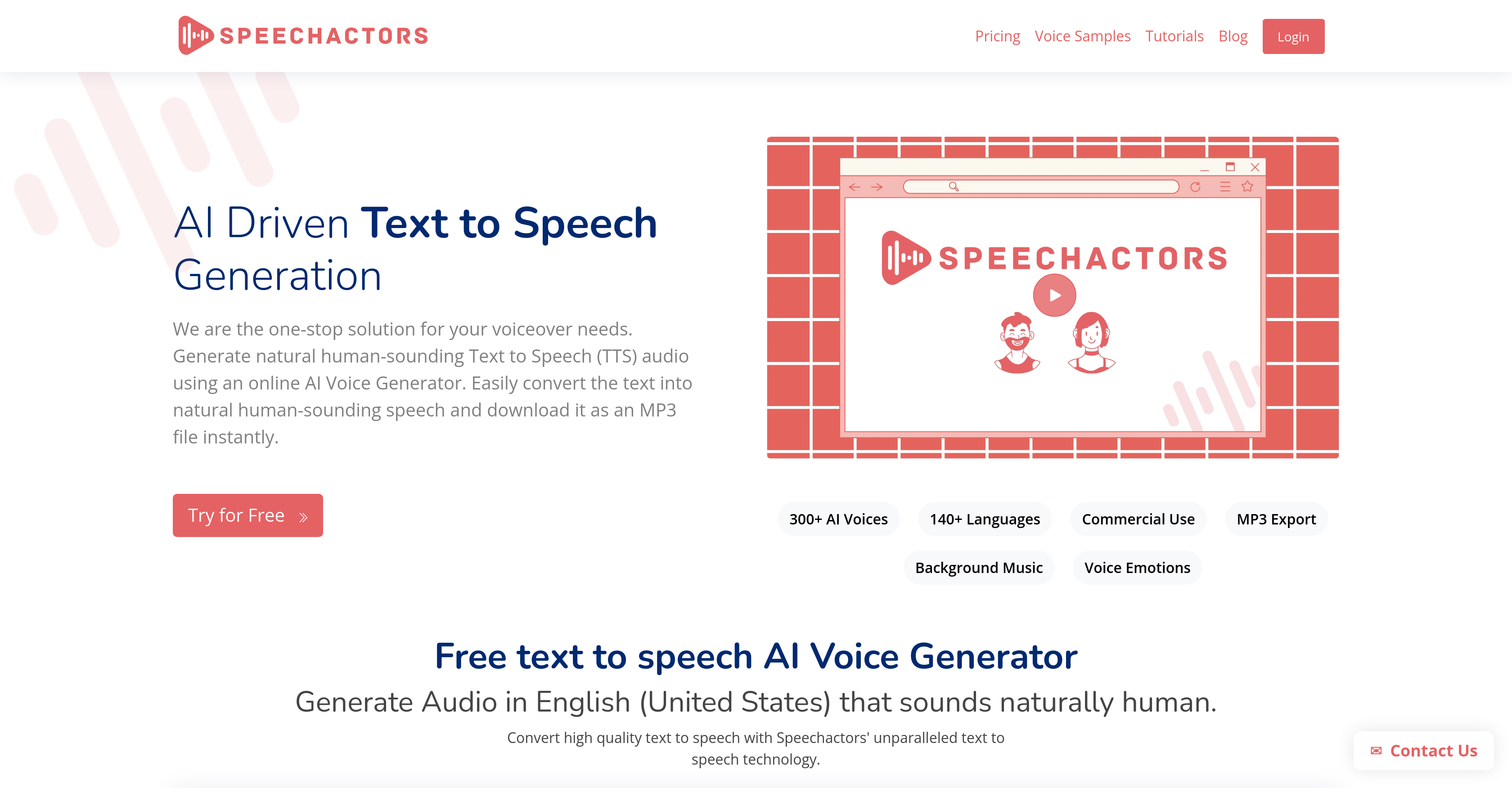 Speechactors - Screenshot showing the interface and features of this AI tool