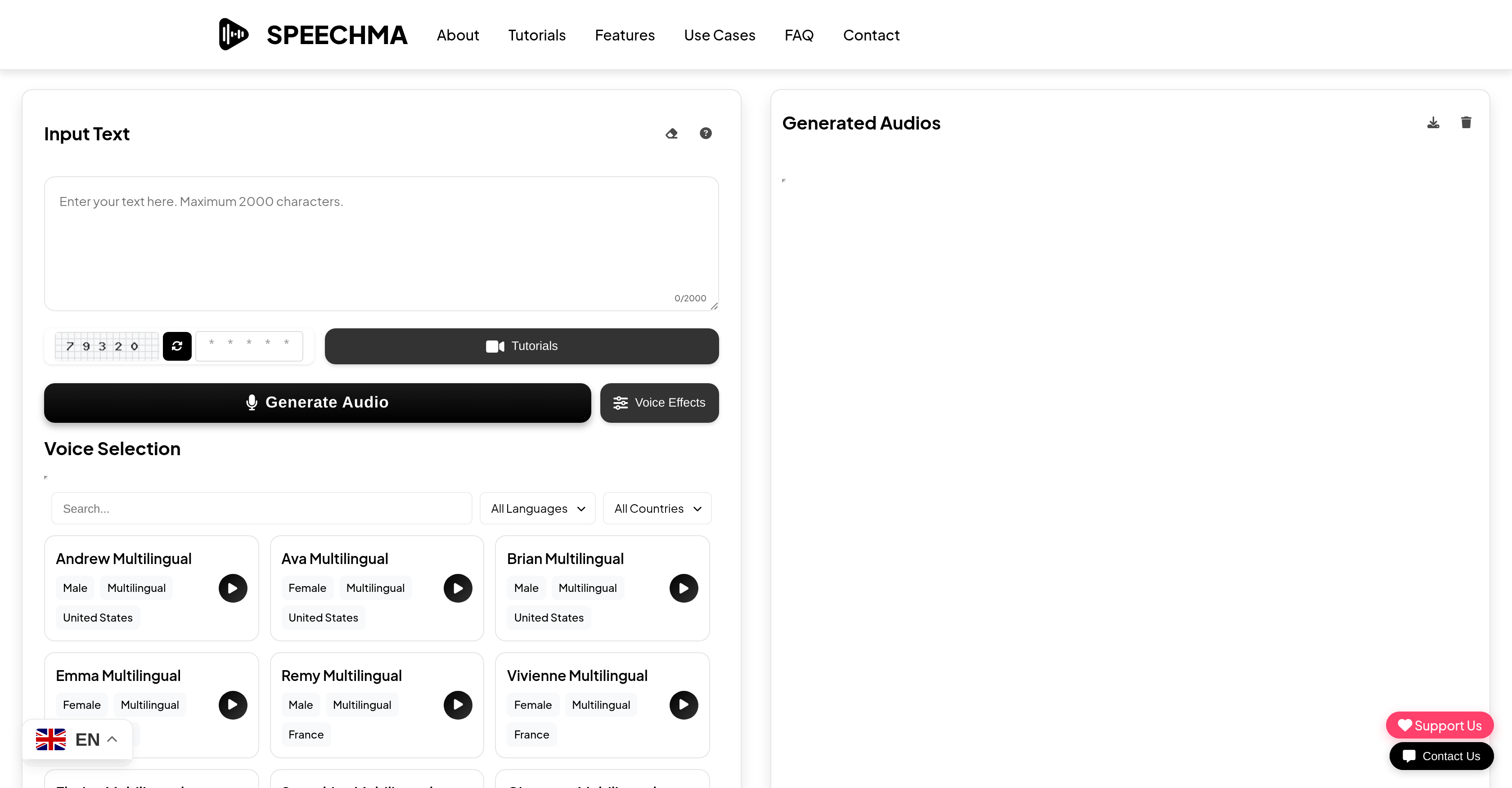 Speechma - Screenshot showing the interface and features of this AI tool