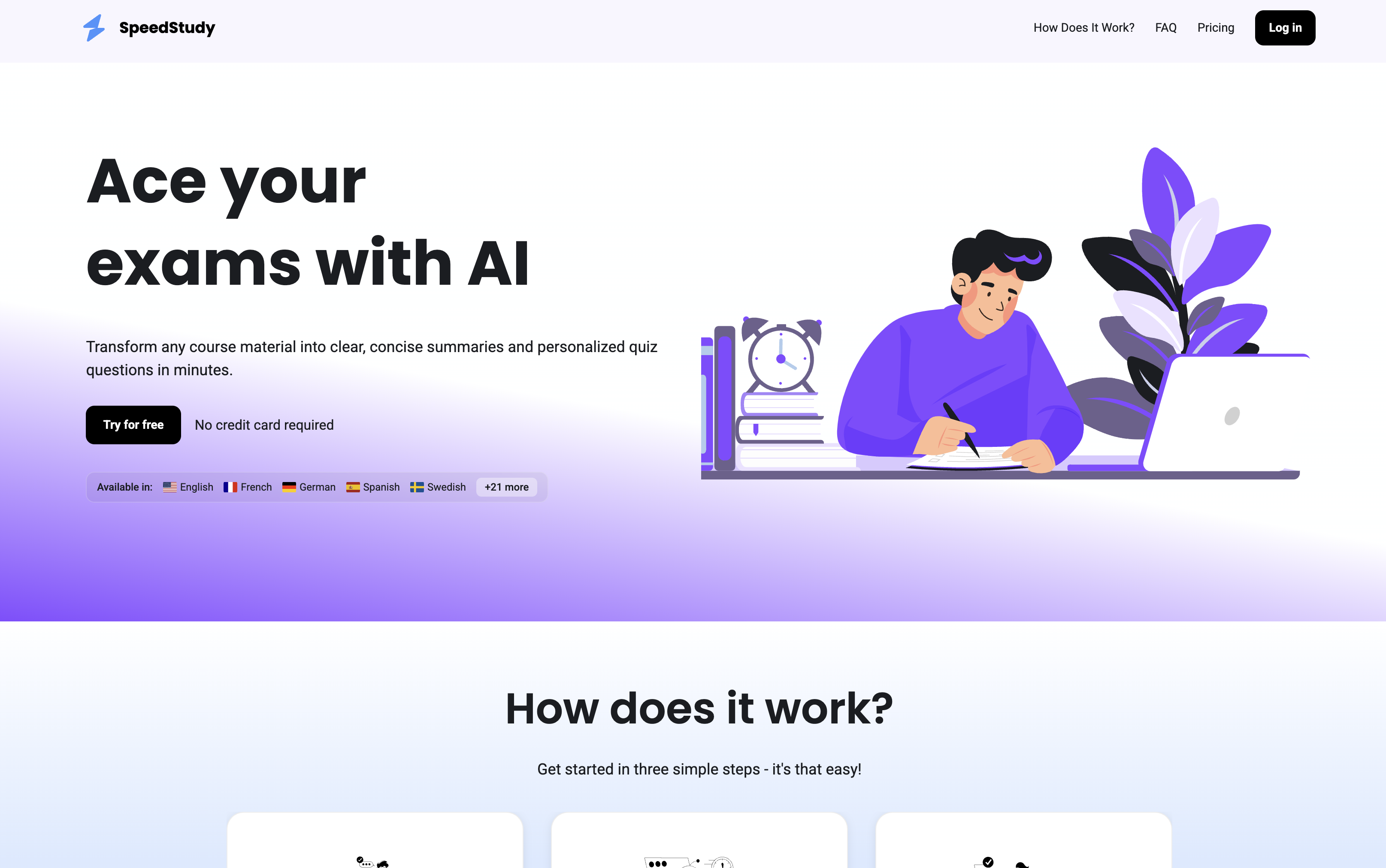 SpeedStudy - Screenshot showing the interface and features of this AI tool
