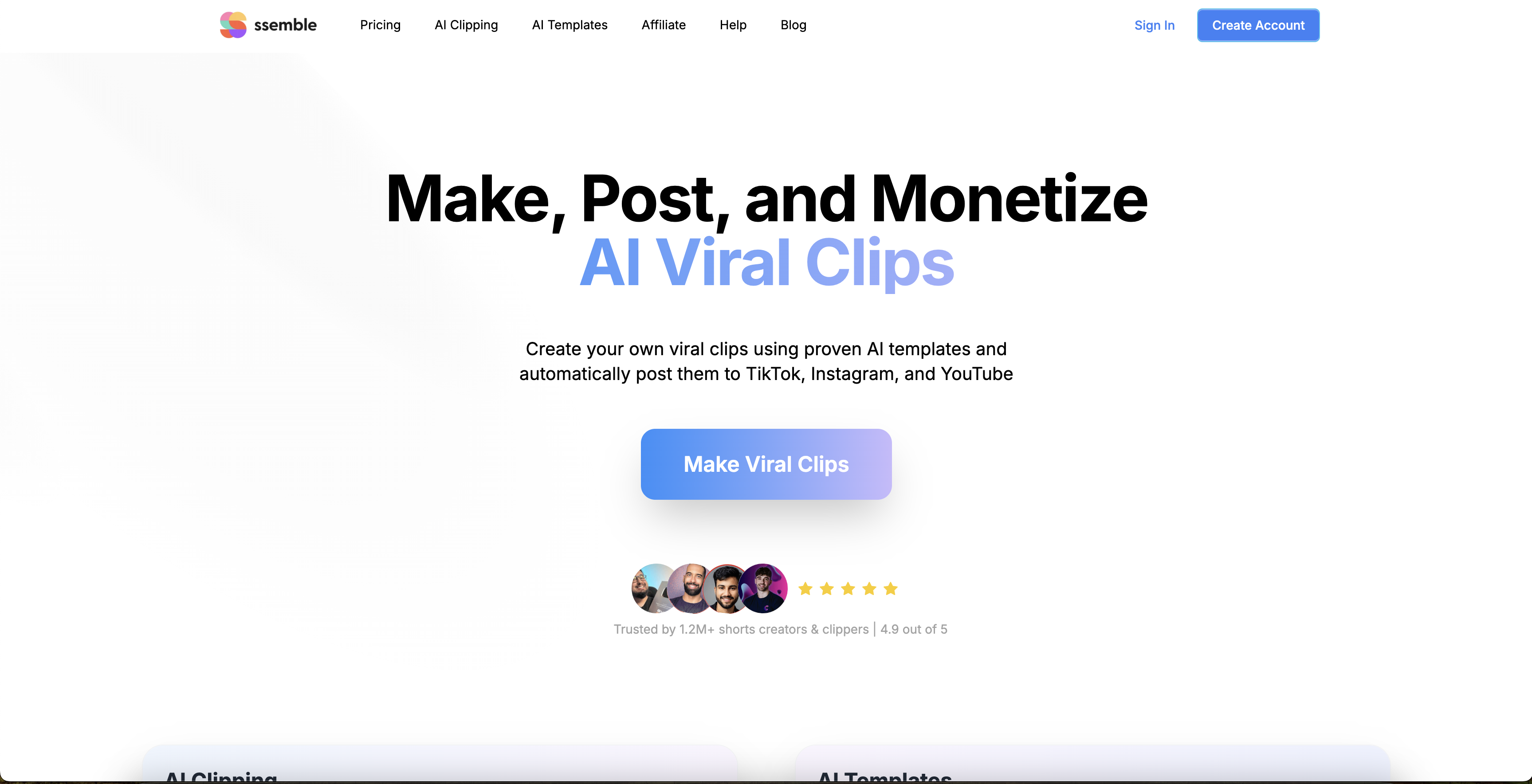 Ssemble - Screenshot showing the interface and features of this AI tool