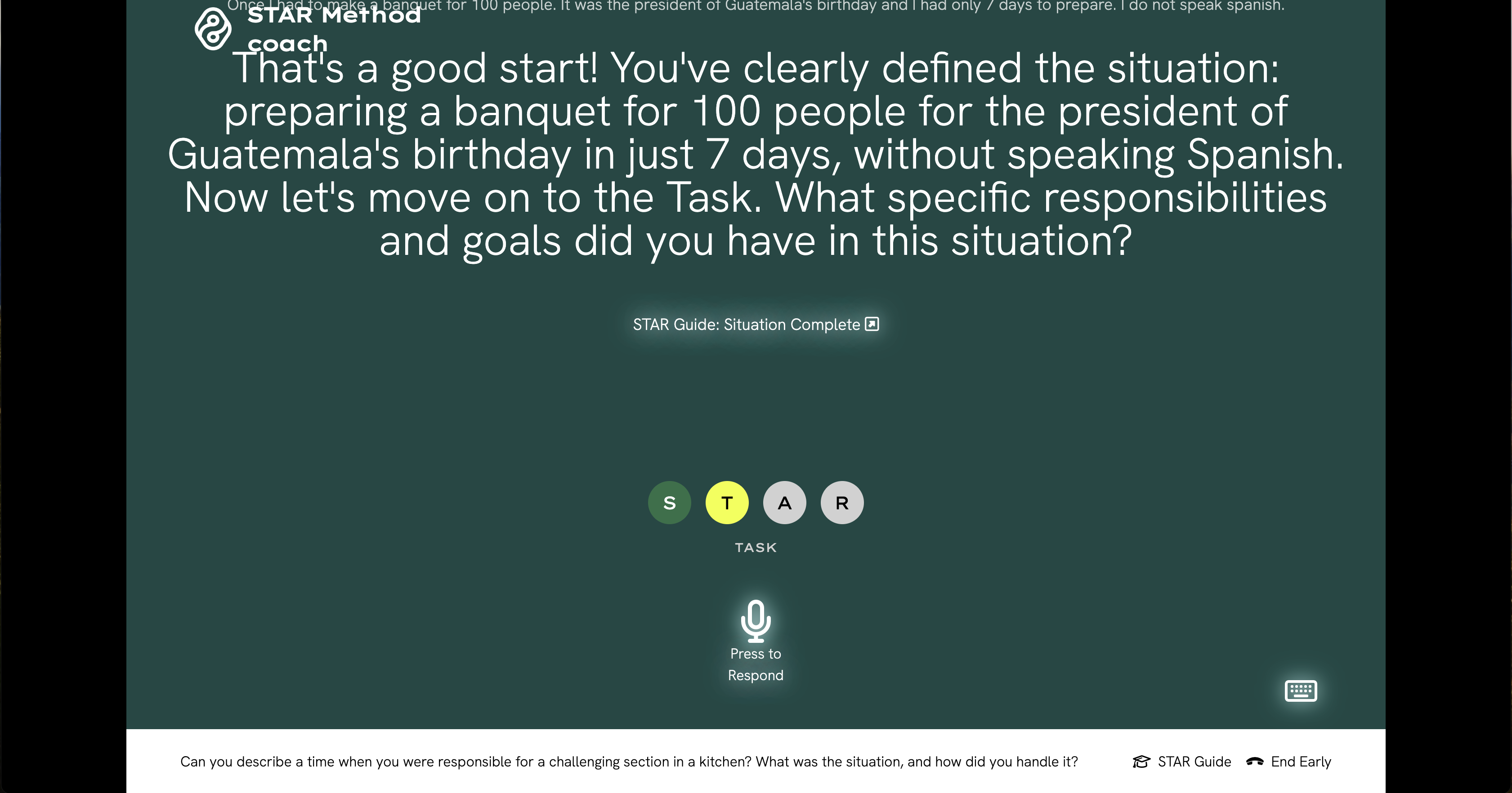 Star Method Coach - Screenshot showing the interface and features of this AI tool