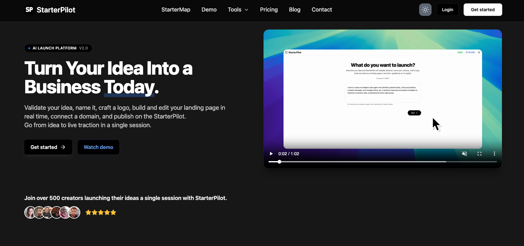StarterPilotv2.0.0 - Screenshot showing the interface and features of this AI tool