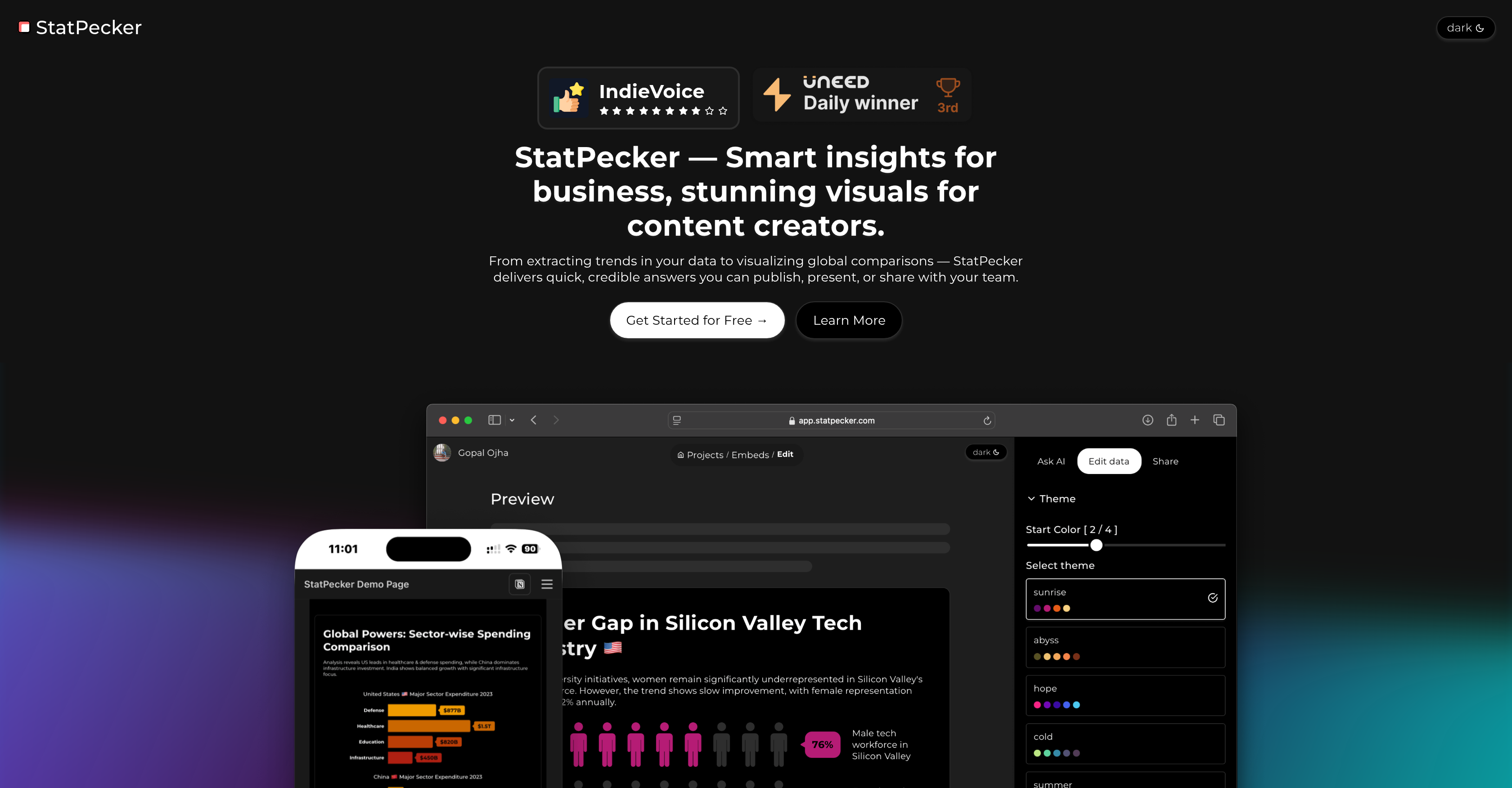 StatPecker - Screenshot showing the interface and features of this AI tool