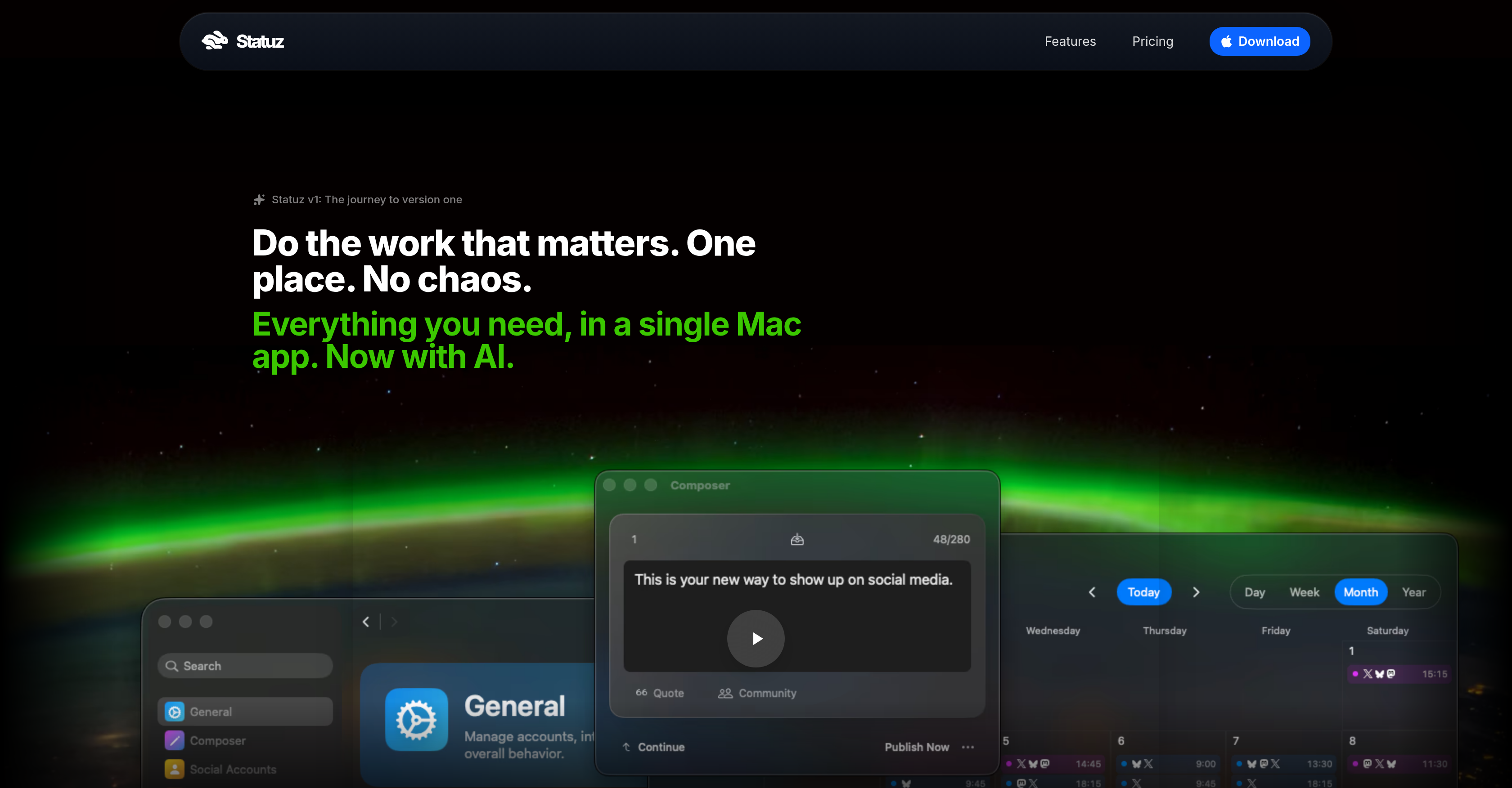 Statuz - Screenshot showing the interface and features of this AI tool