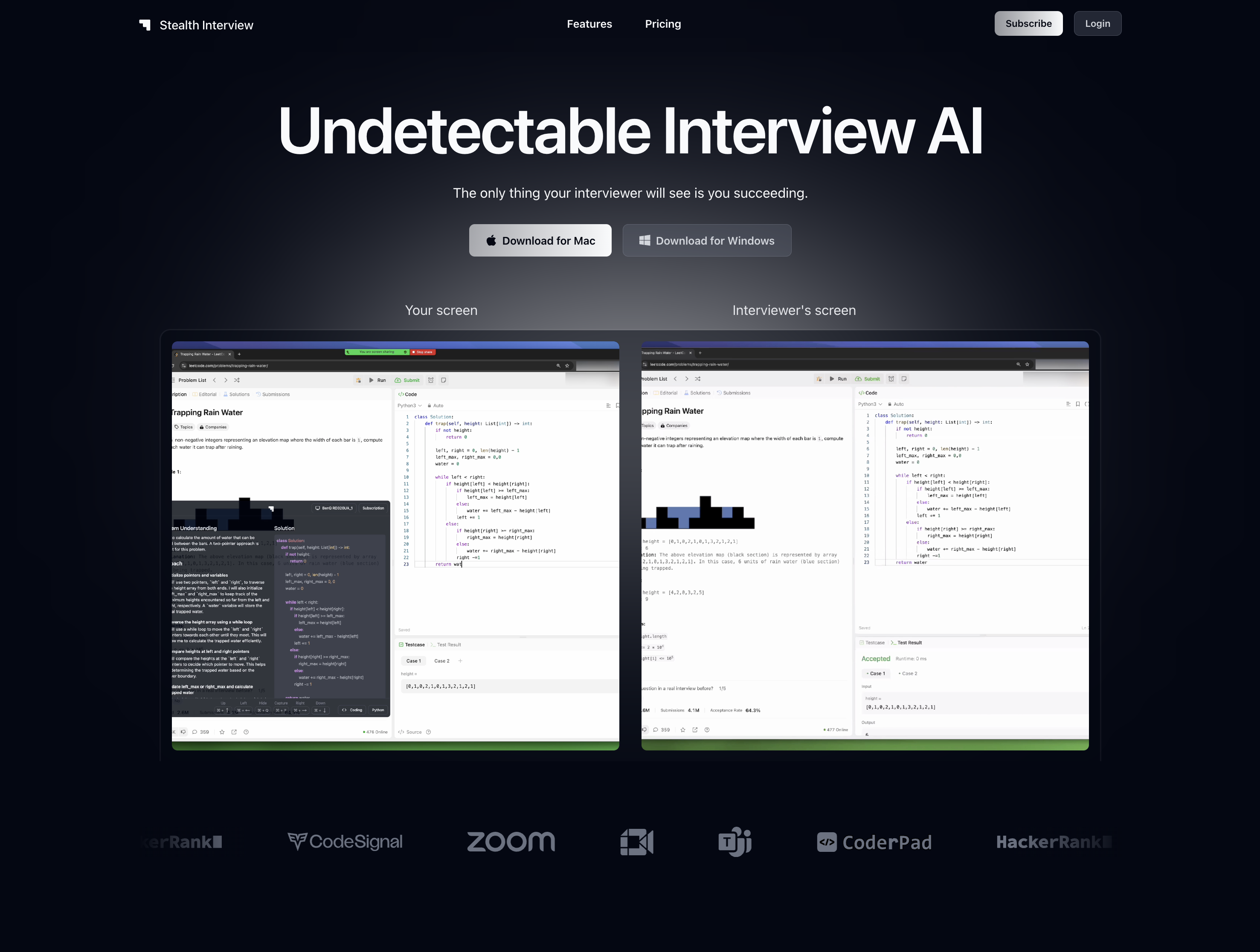 Stealth Interviewv1.1 - Screenshot showing the interface and features of this AI tool