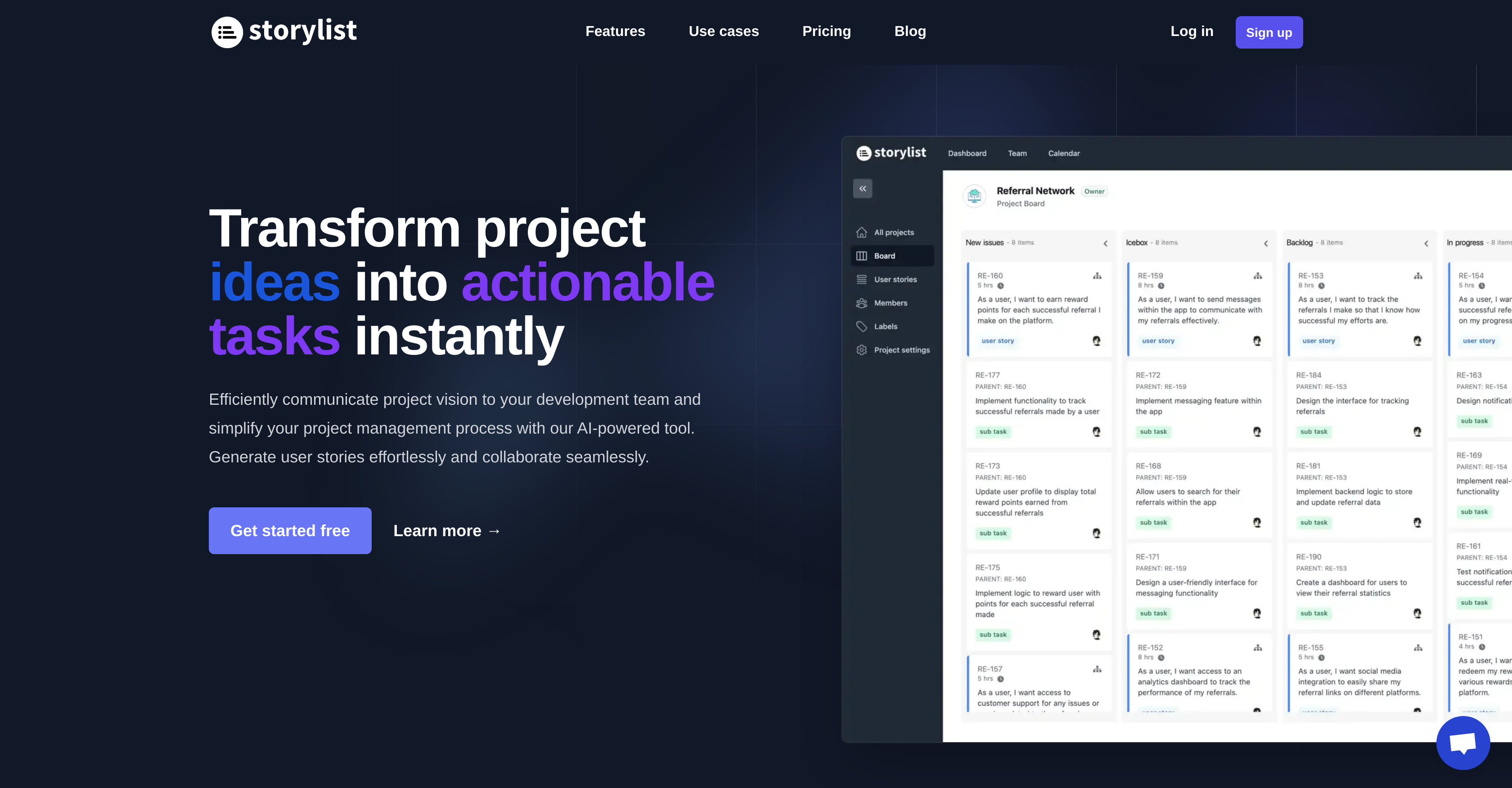 Storylist - Screenshot showing the interface and features of this AI tool
