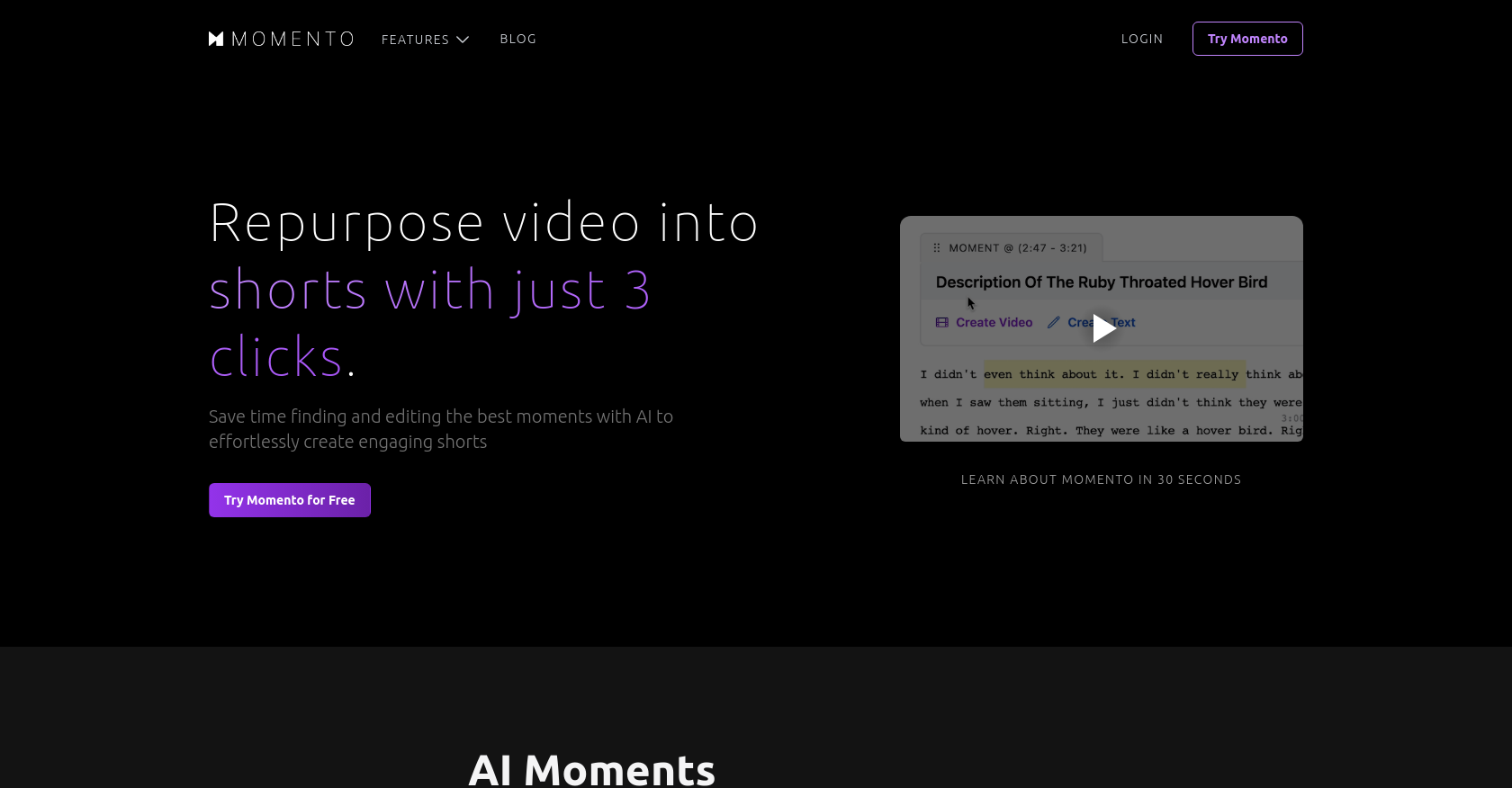 Studio Momento - Screenshot showing the interface and features of this AI tool