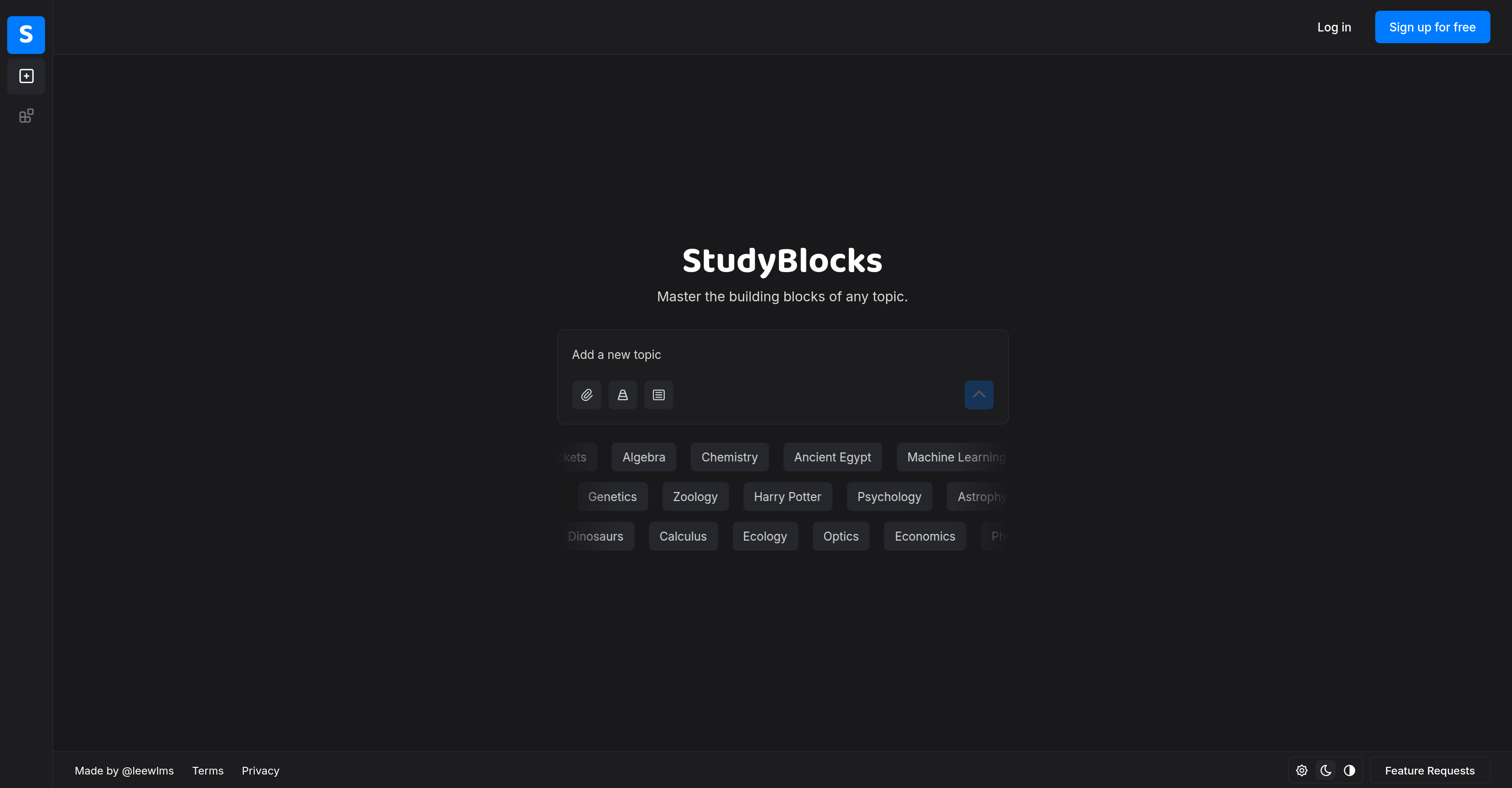 StudyBlocks - Screenshot showing the interface and features of this AI tool