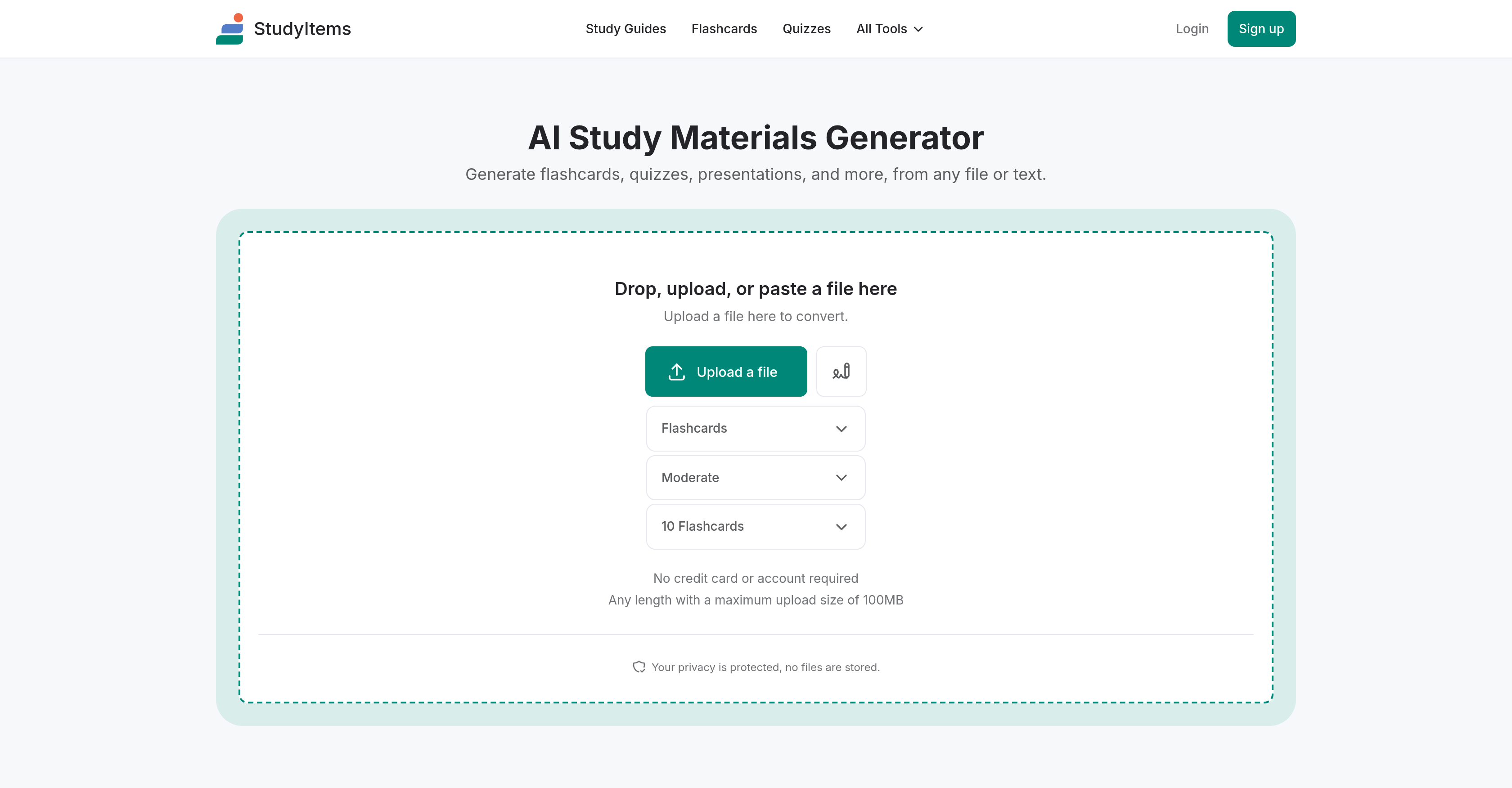 StudyItems AI Study Materials - Screenshot showing the interface and features of this AI tool