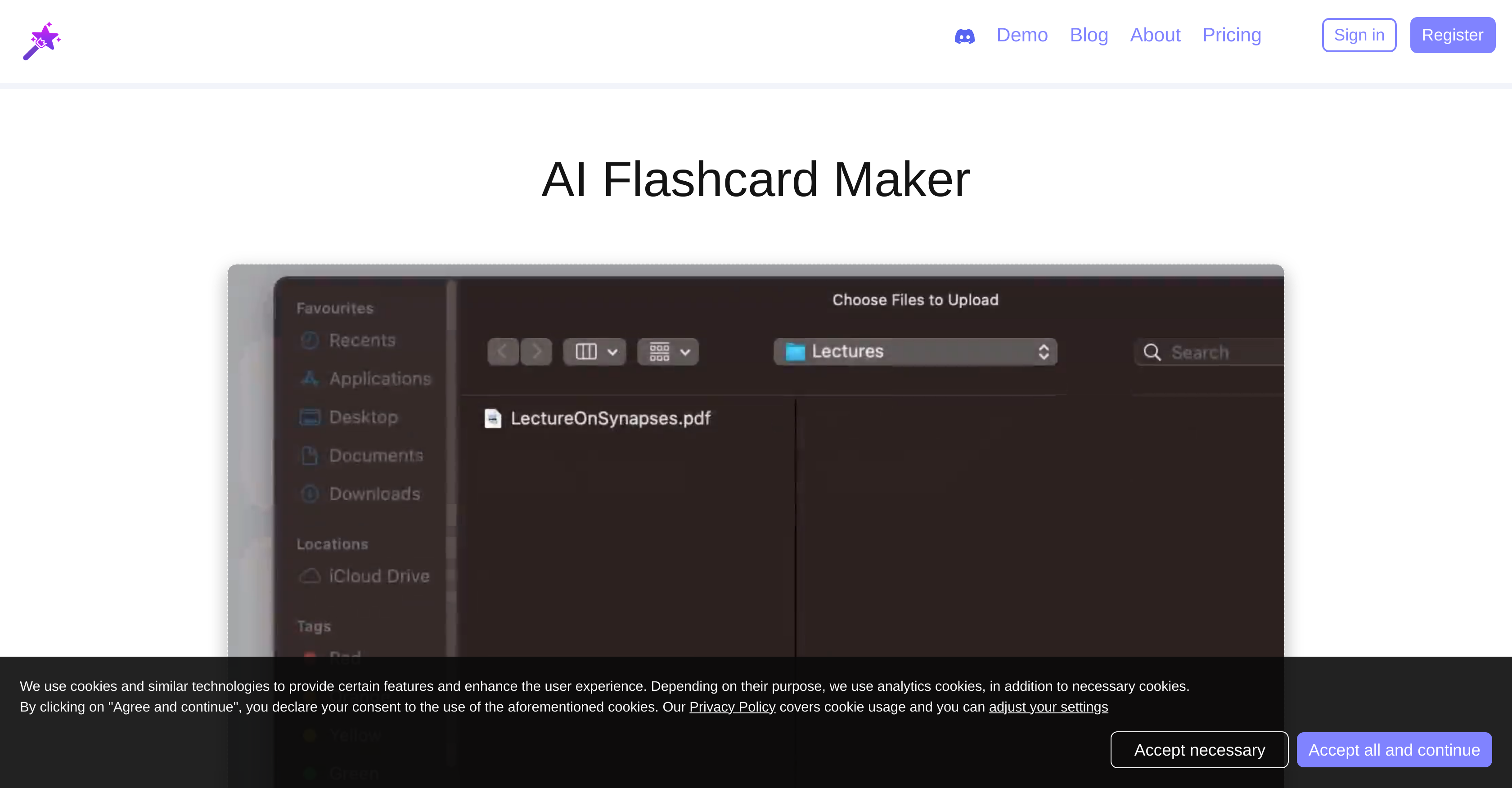 Studywand - Screenshot showing the interface and features of this AI tool