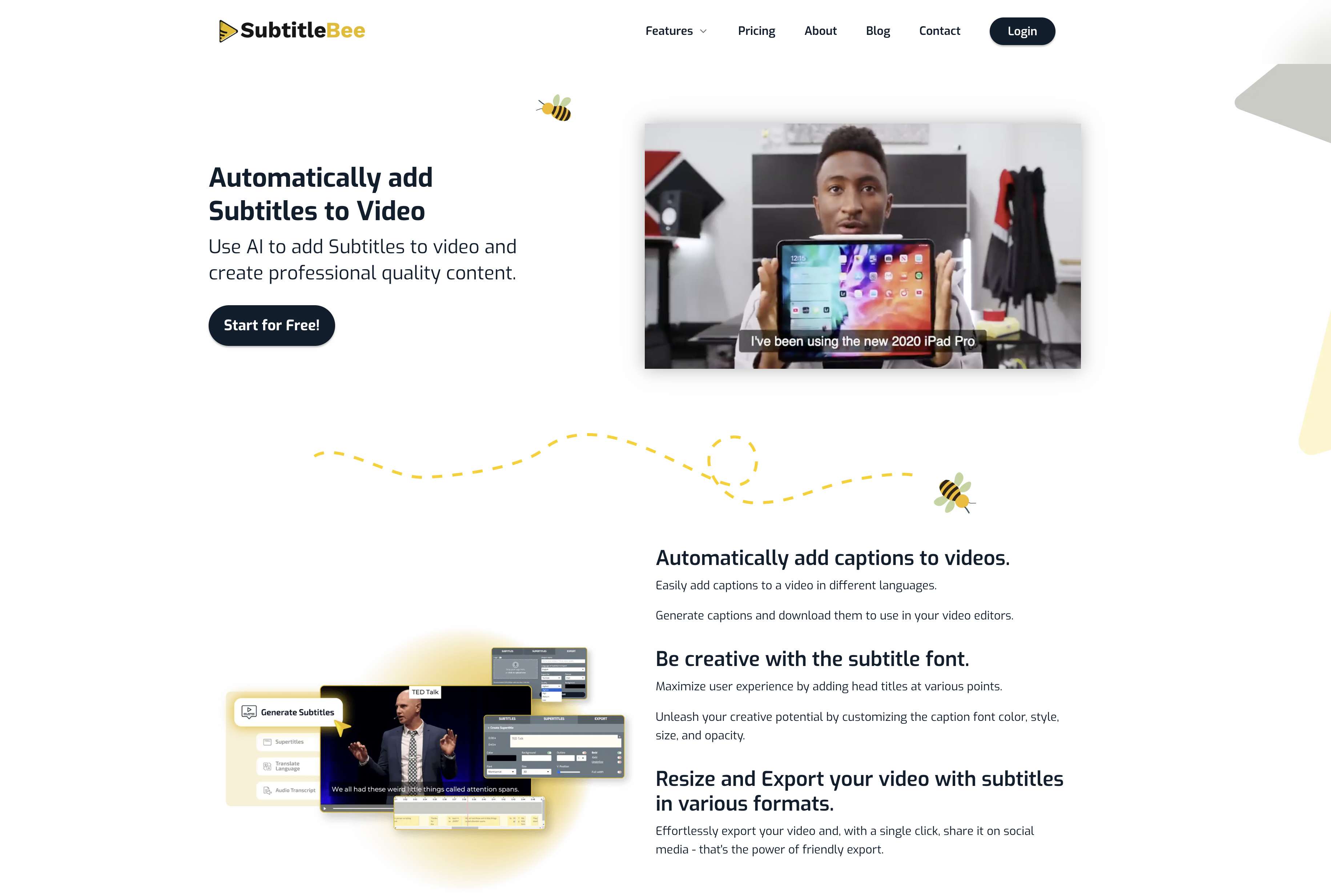 SubtitleBee - Screenshot showing the interface and features of this AI tool