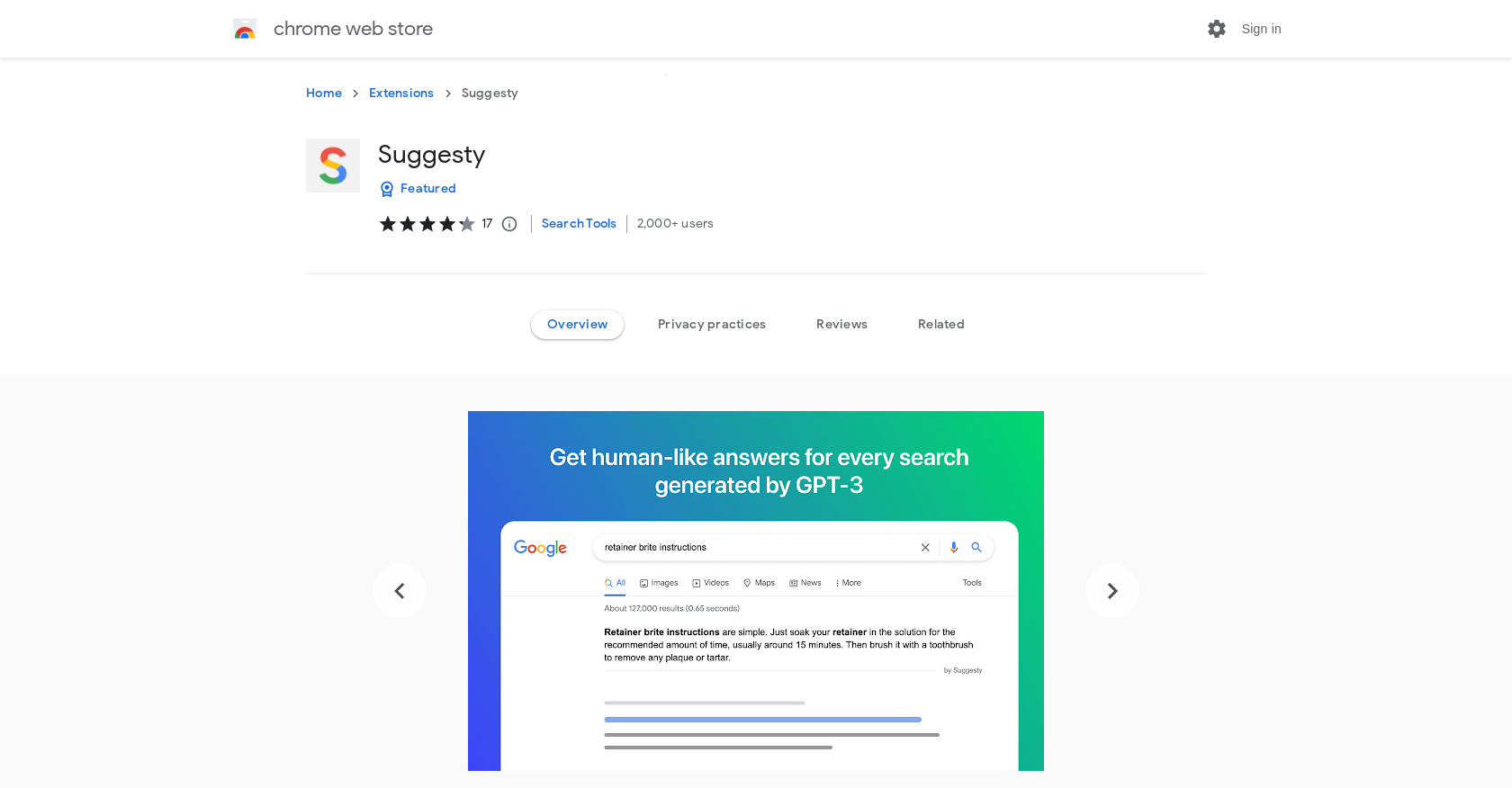 Suggesty - Screenshot showing the interface and features of this AI tool
