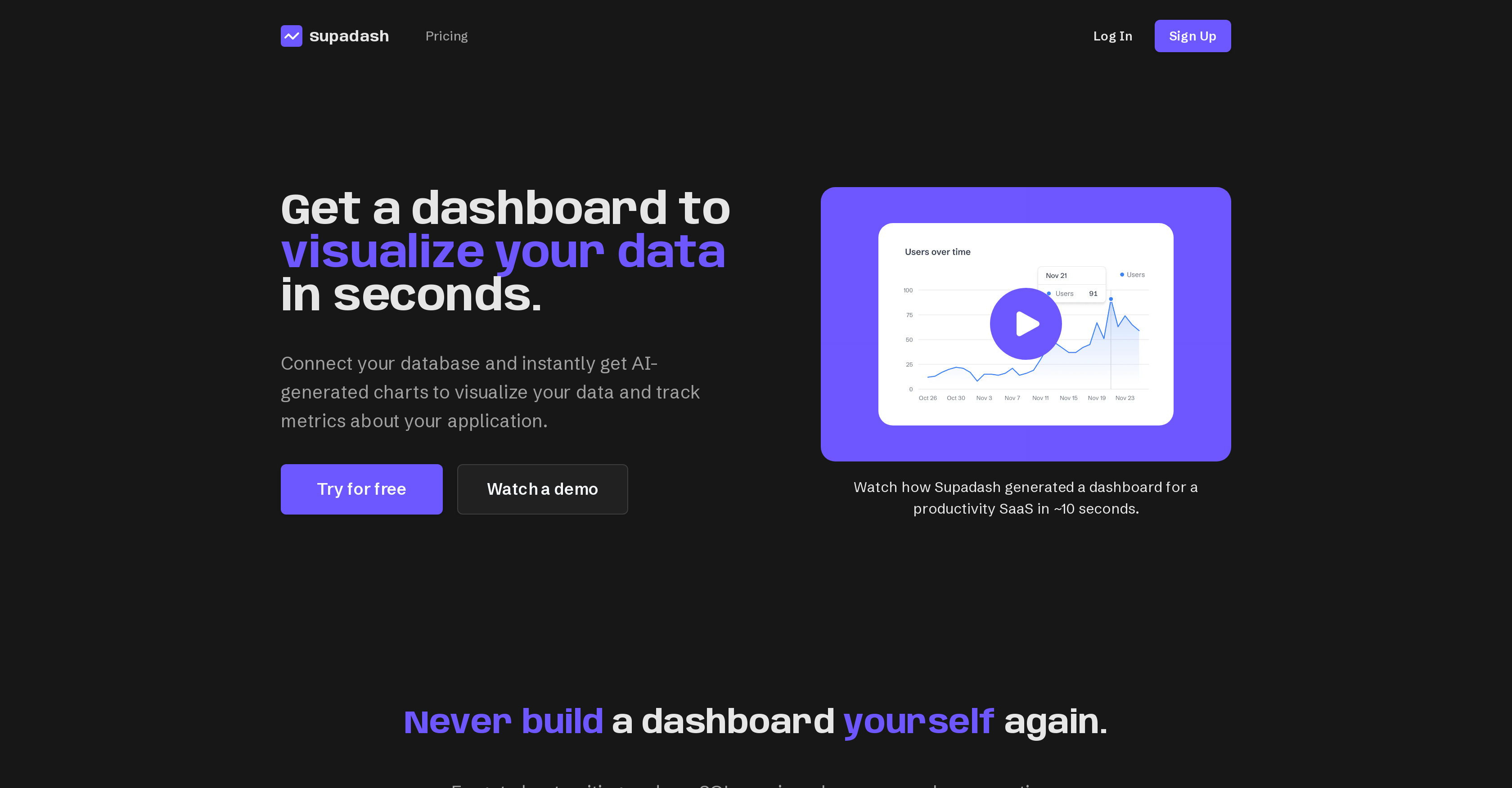 Supadash - Screenshot showing the interface and features of this AI tool