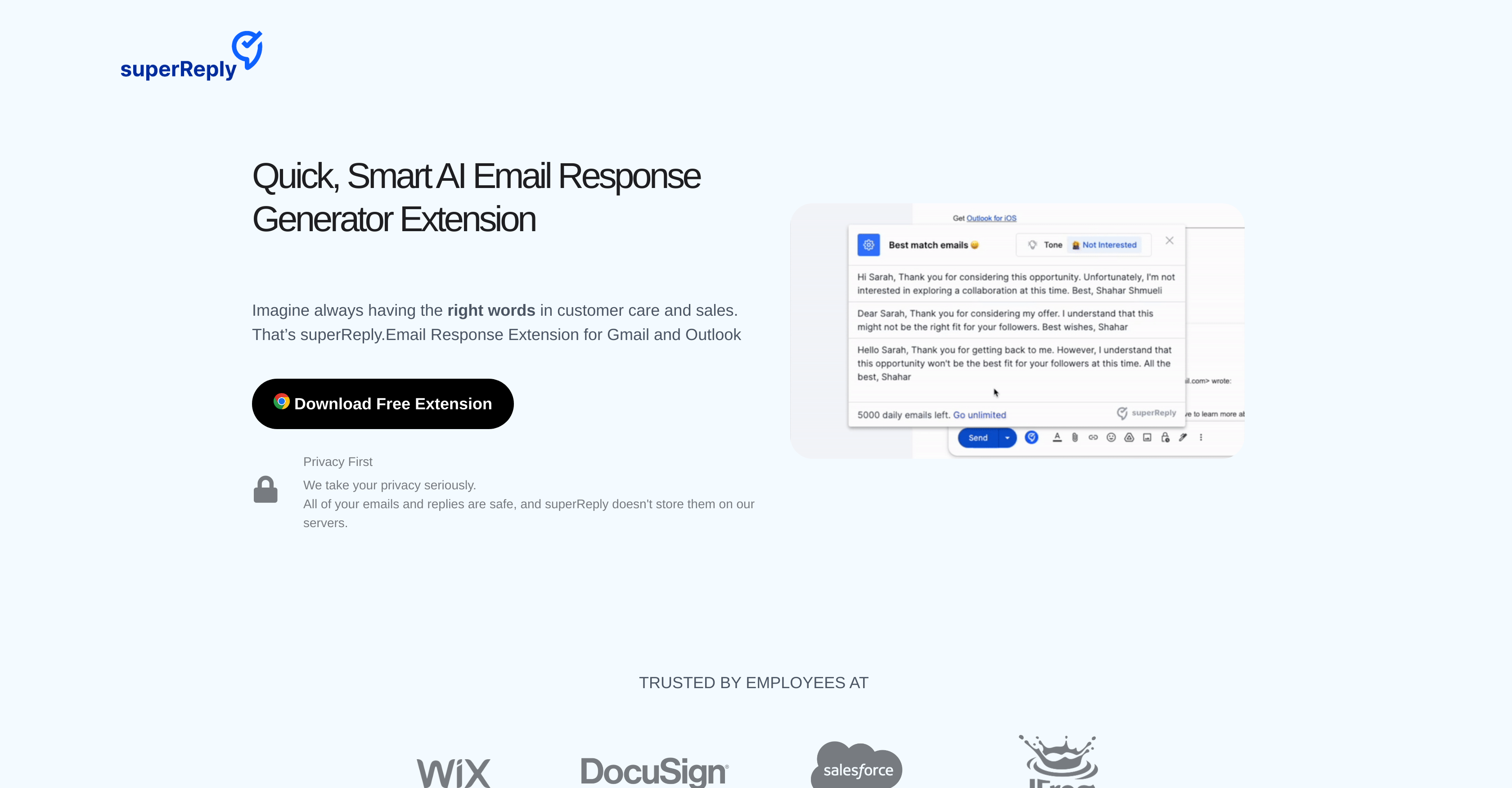 superReply - Screenshot showing the interface and features of this AI tool