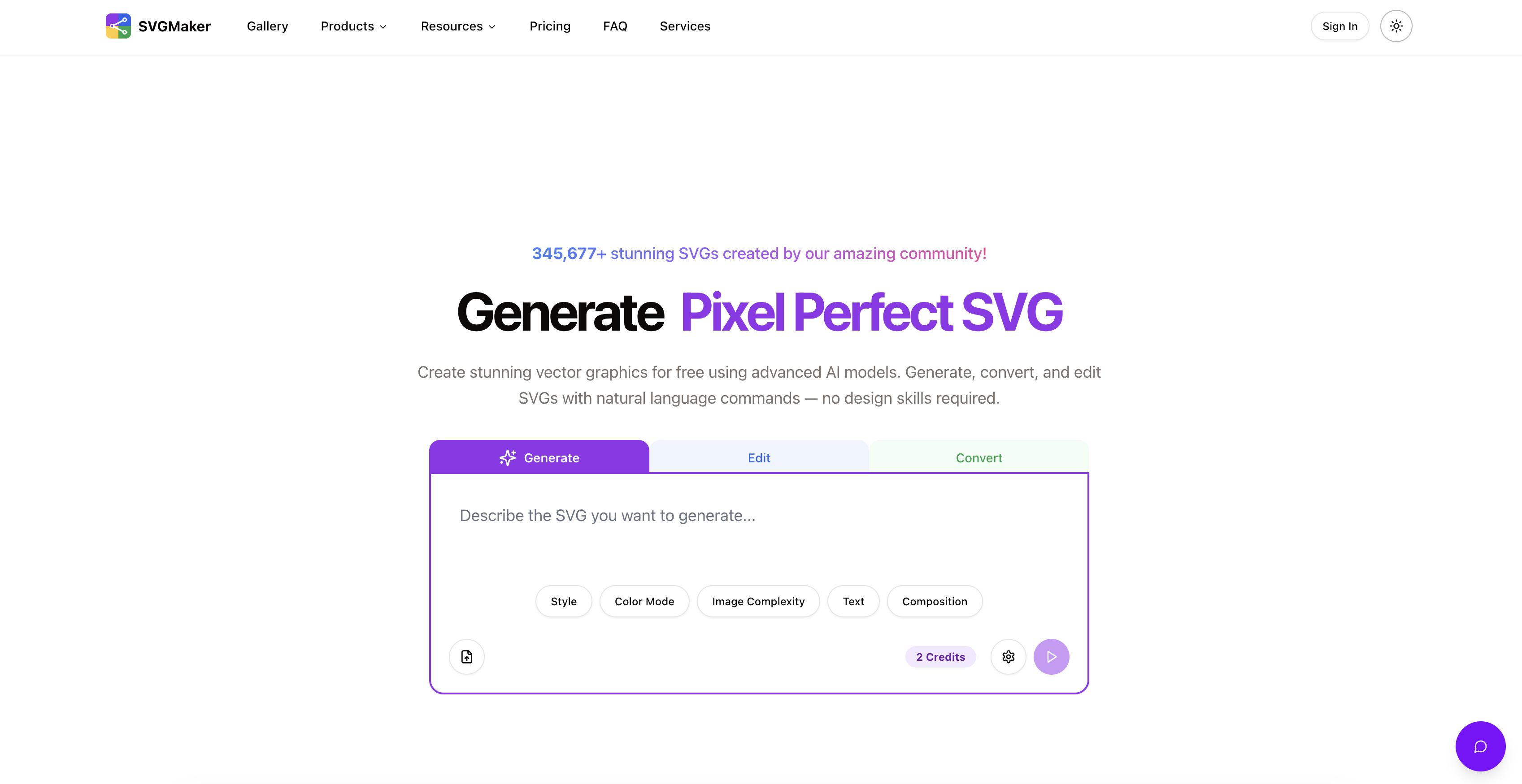 SVGMaker.io - Screenshot showing the interface and features of this AI tool
