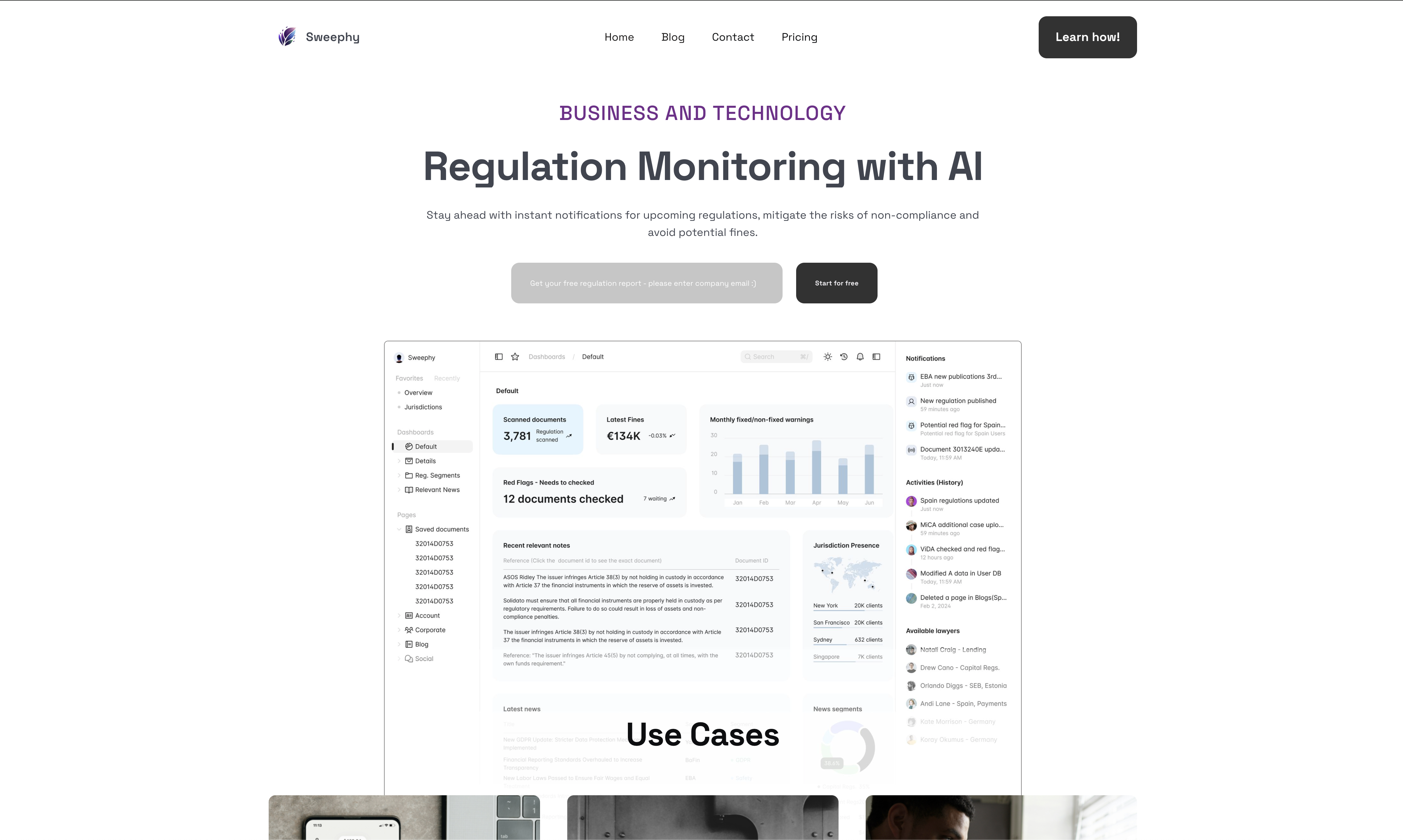 Sweephy - Screenshot showing the interface and features of this AI tool
