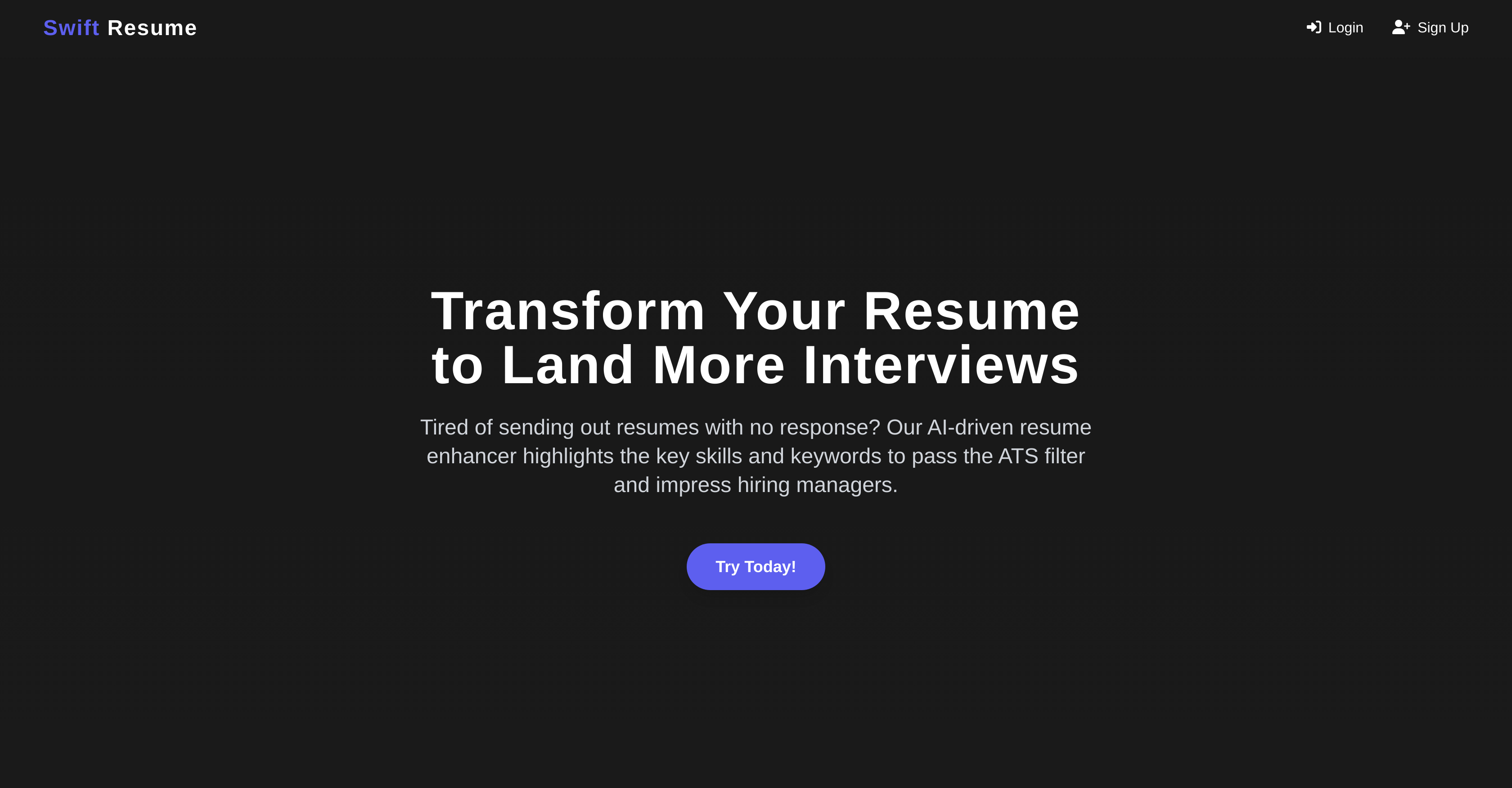 SwiftResume - Screenshot showing the interface and features of this AI tool