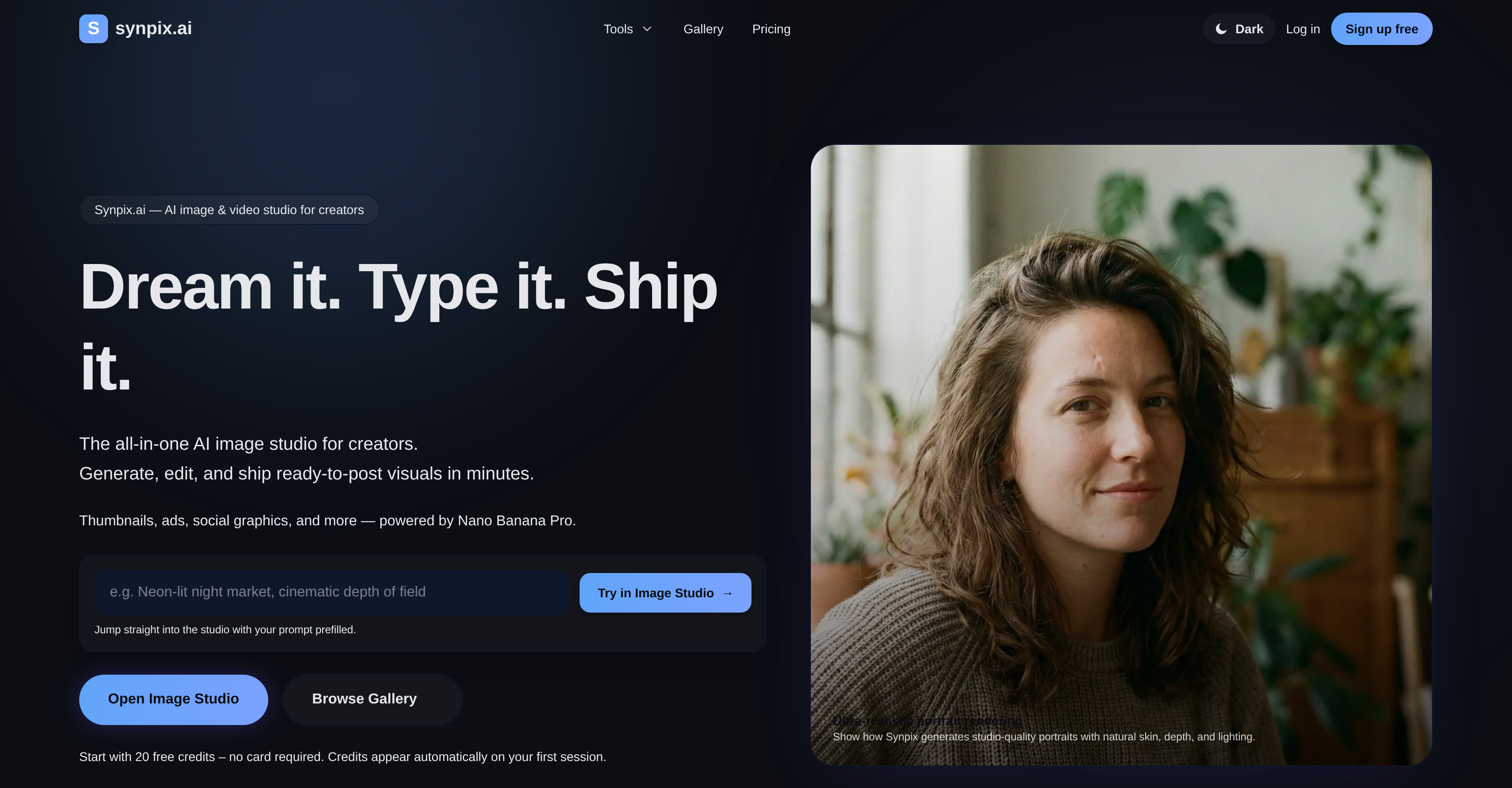 Synpix - Screenshot showing the interface and features of this AI tool