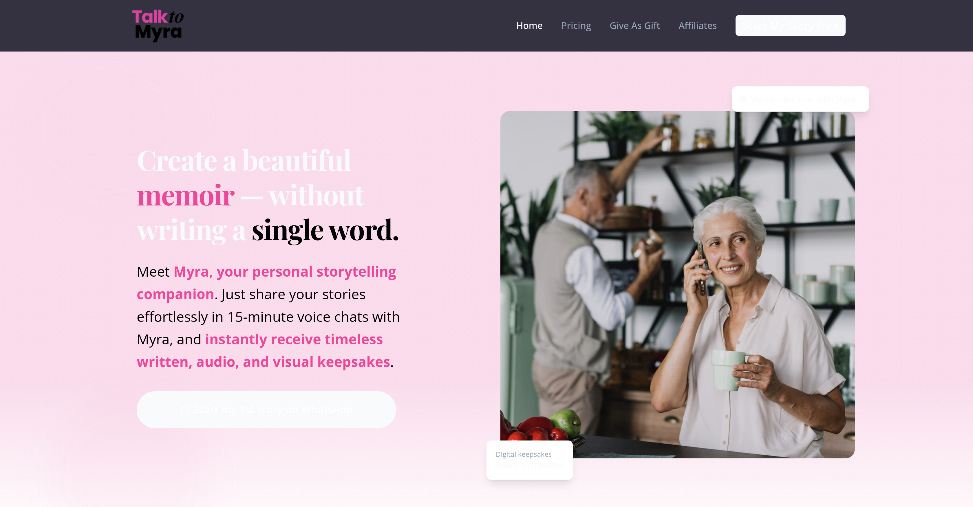 Talk To Myra - Screenshot showing the interface and features of this AI tool